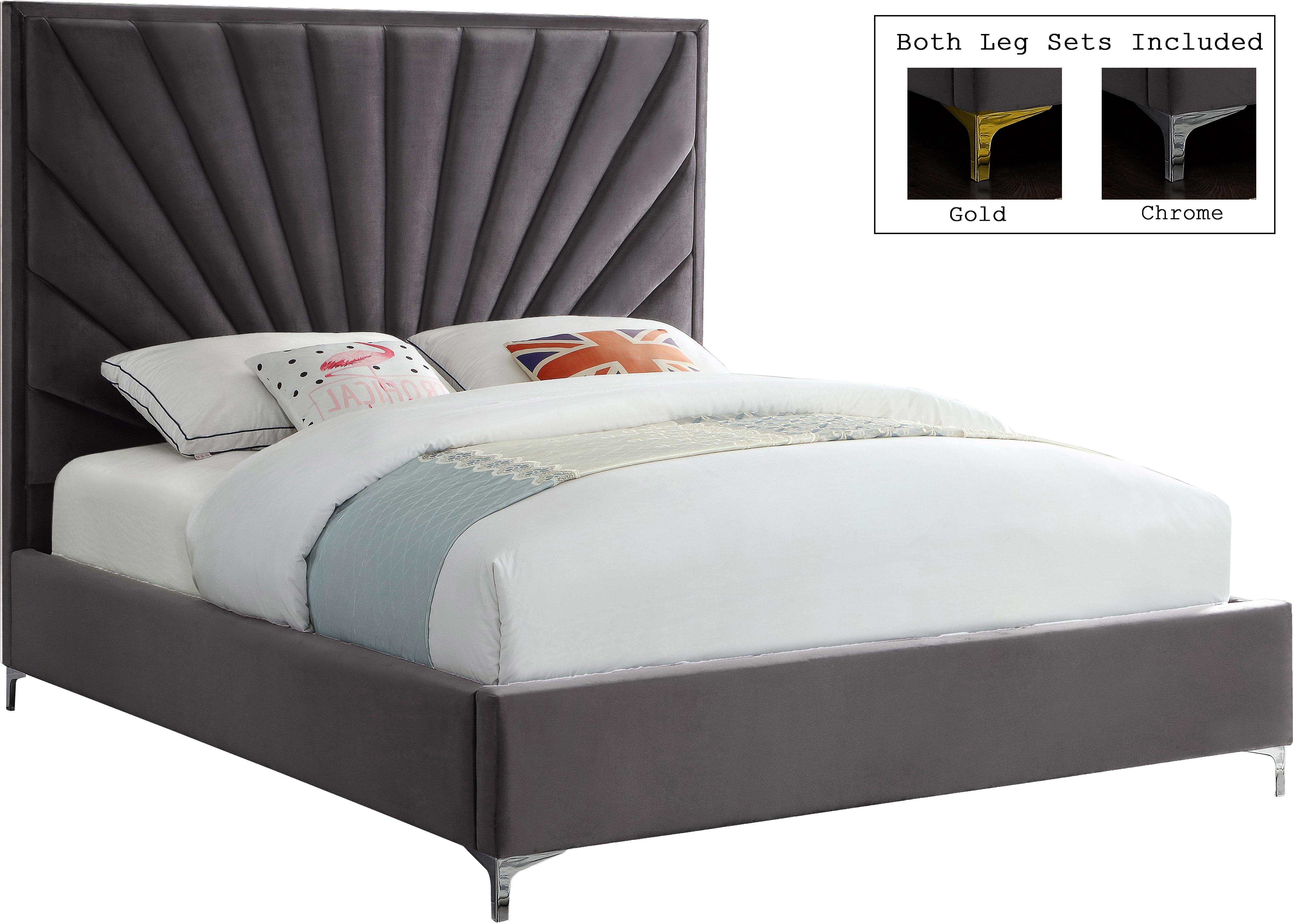 Eclipse Grey Velvet Full Bed - Luxury Home Furniture (MI)