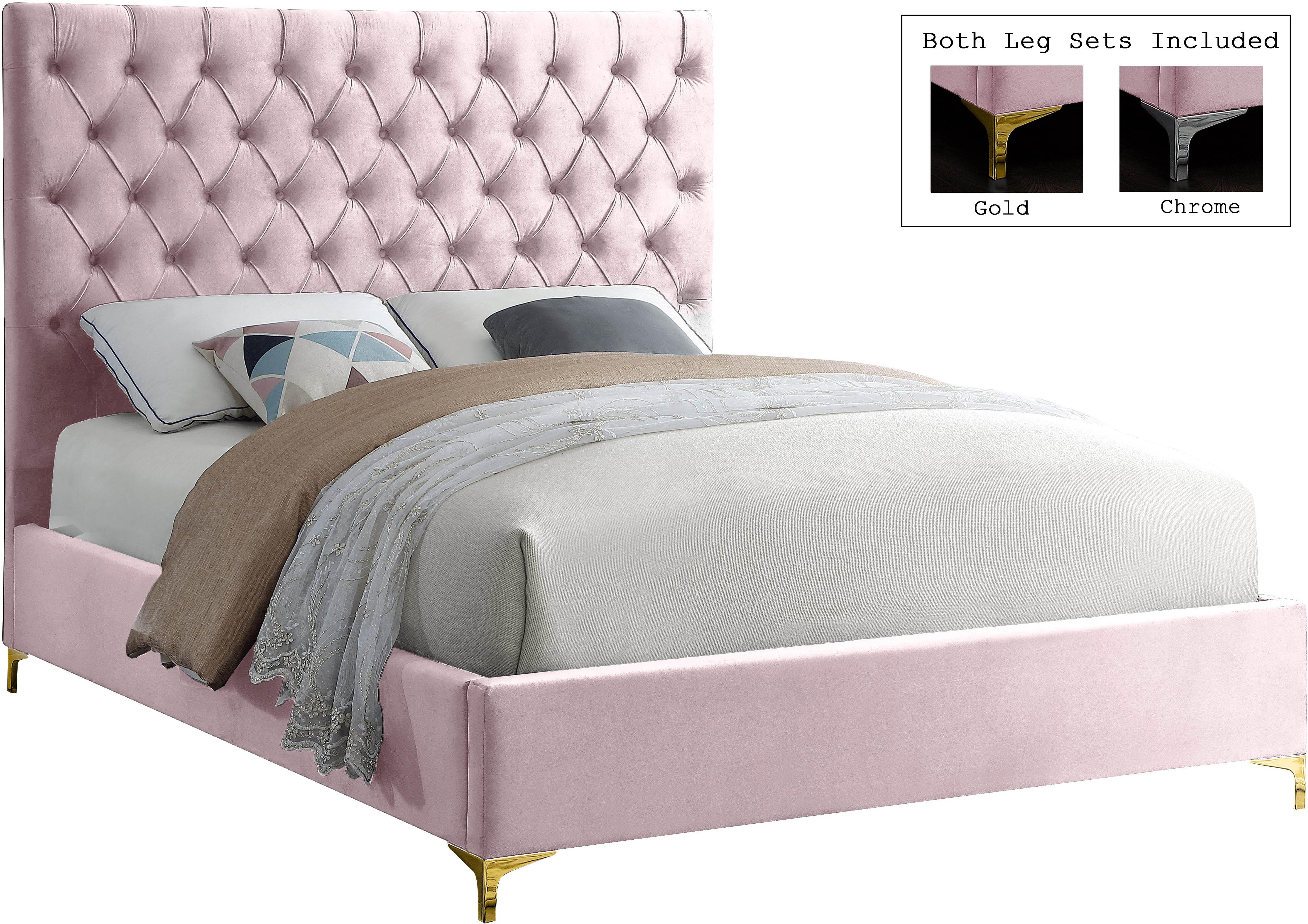 Cruz Pink Velvet Queen Bed - Luxury Home Furniture (MI)