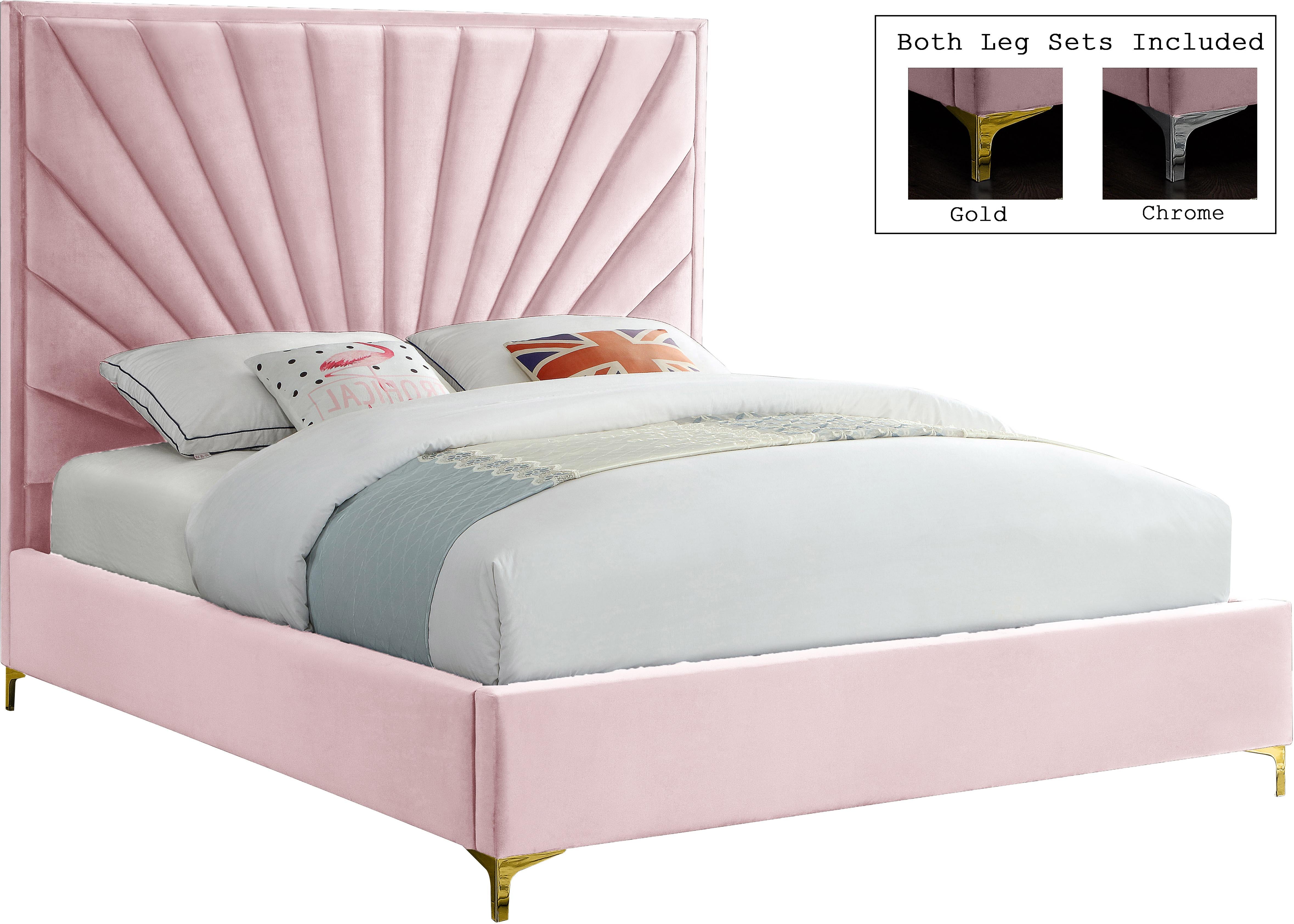 Eclipse Pink Velvet Full Bed - Luxury Home Furniture (MI)