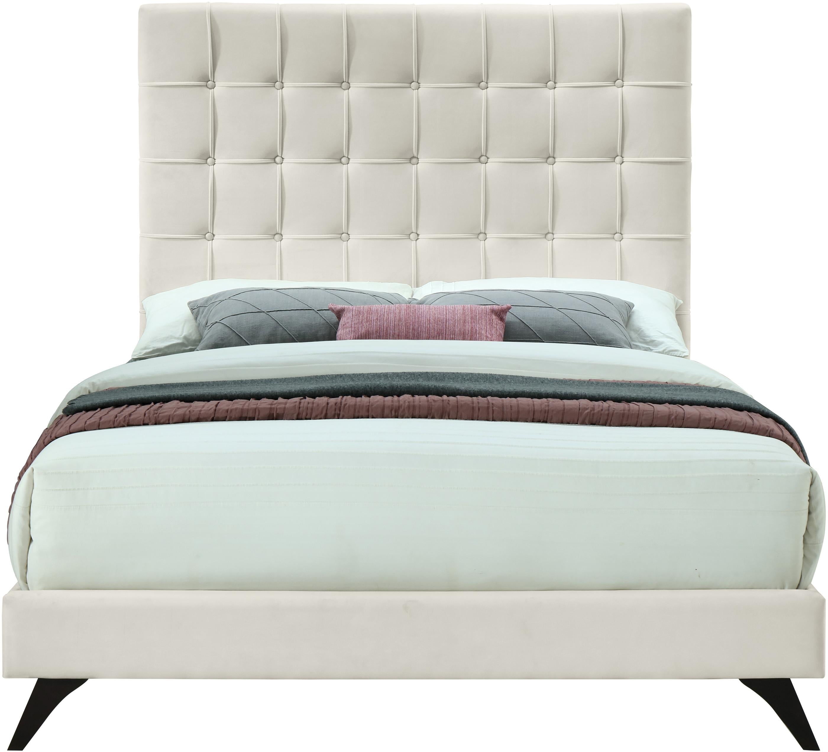 Elly Cream Velvet Queen Bed - Luxury Home Furniture (MI)