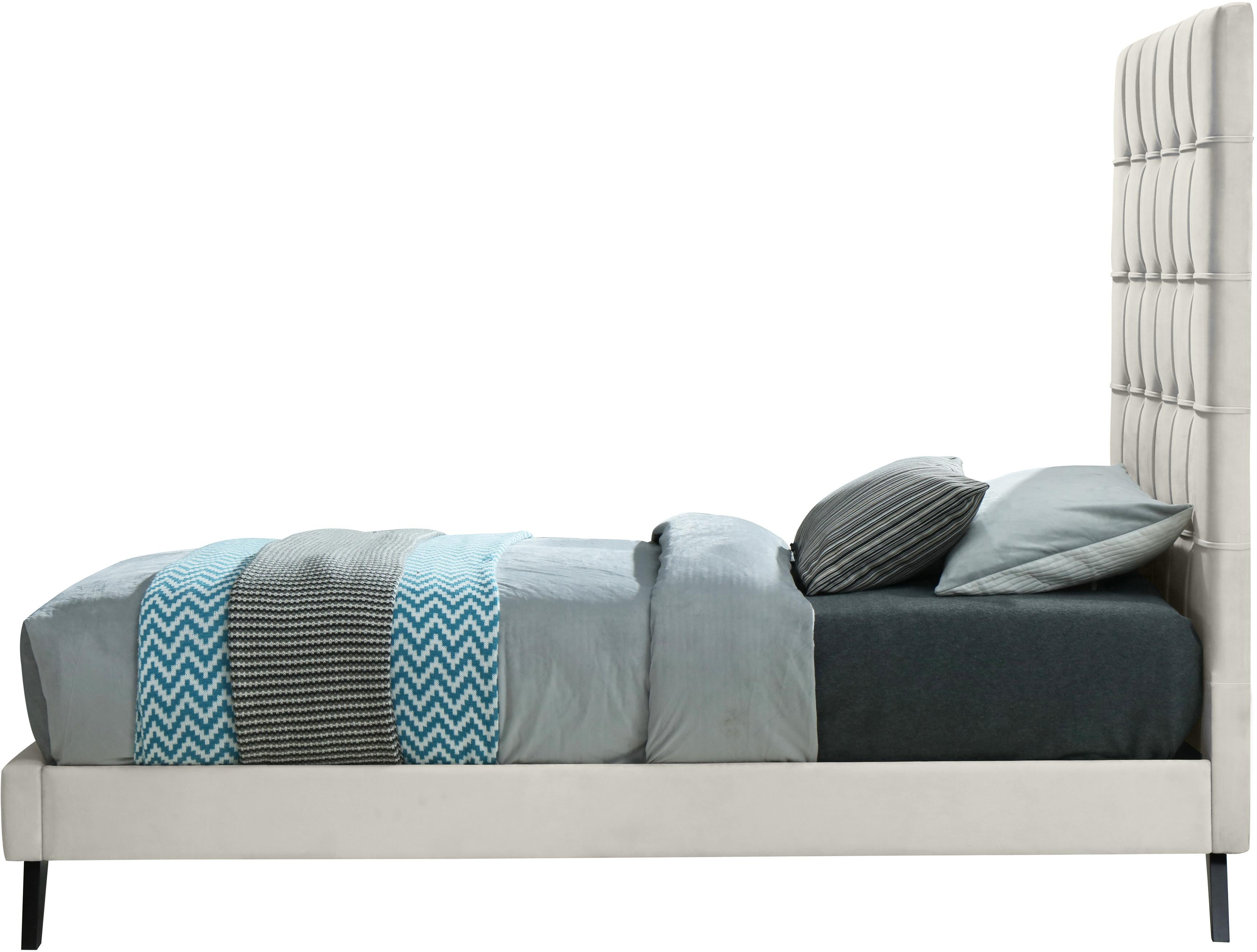 Elly Cream Velvet Twin Bed - Luxury Home Furniture (MI)
