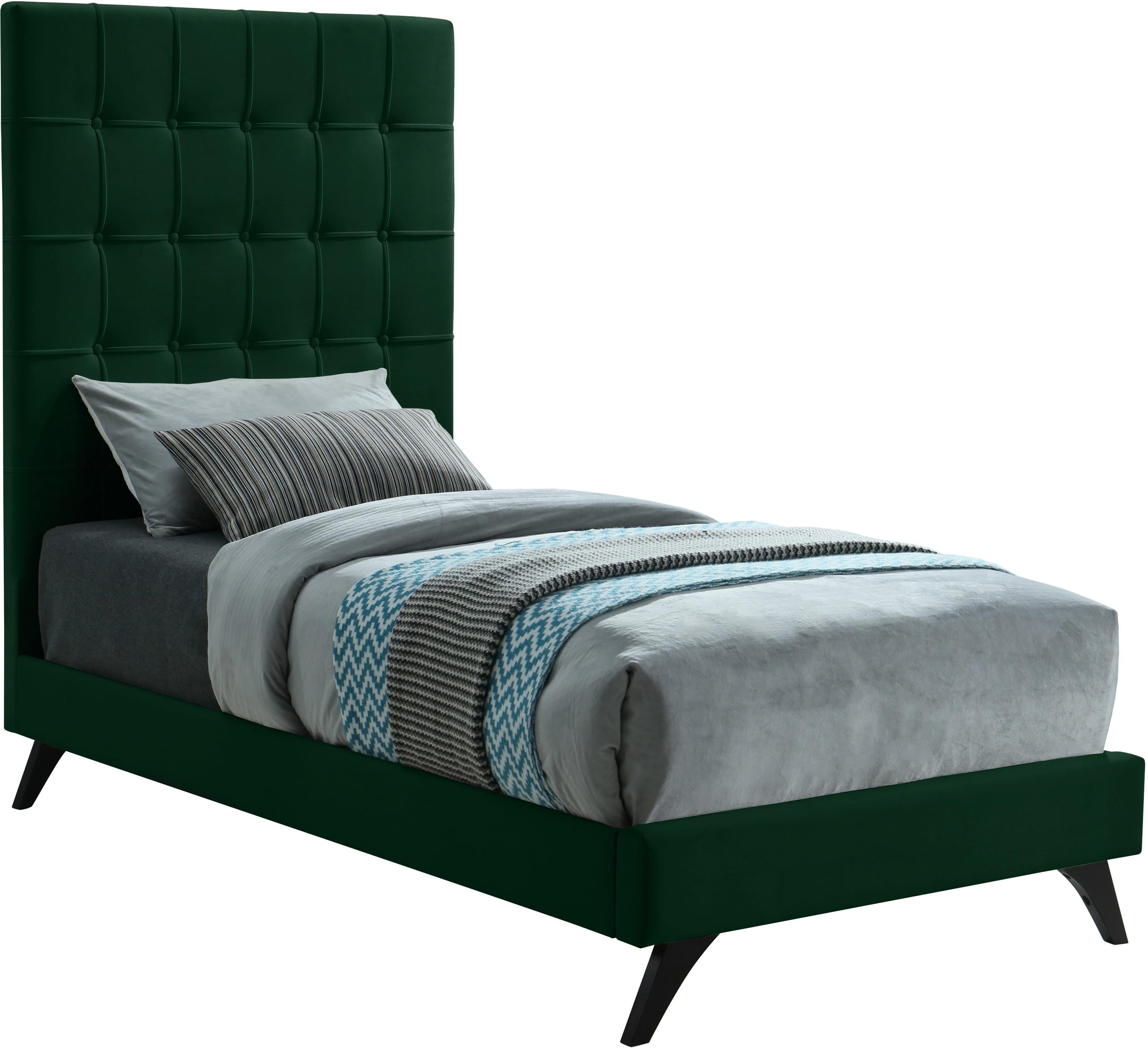 Elly Green Velvet Twin Bed - Luxury Home Furniture (MI)