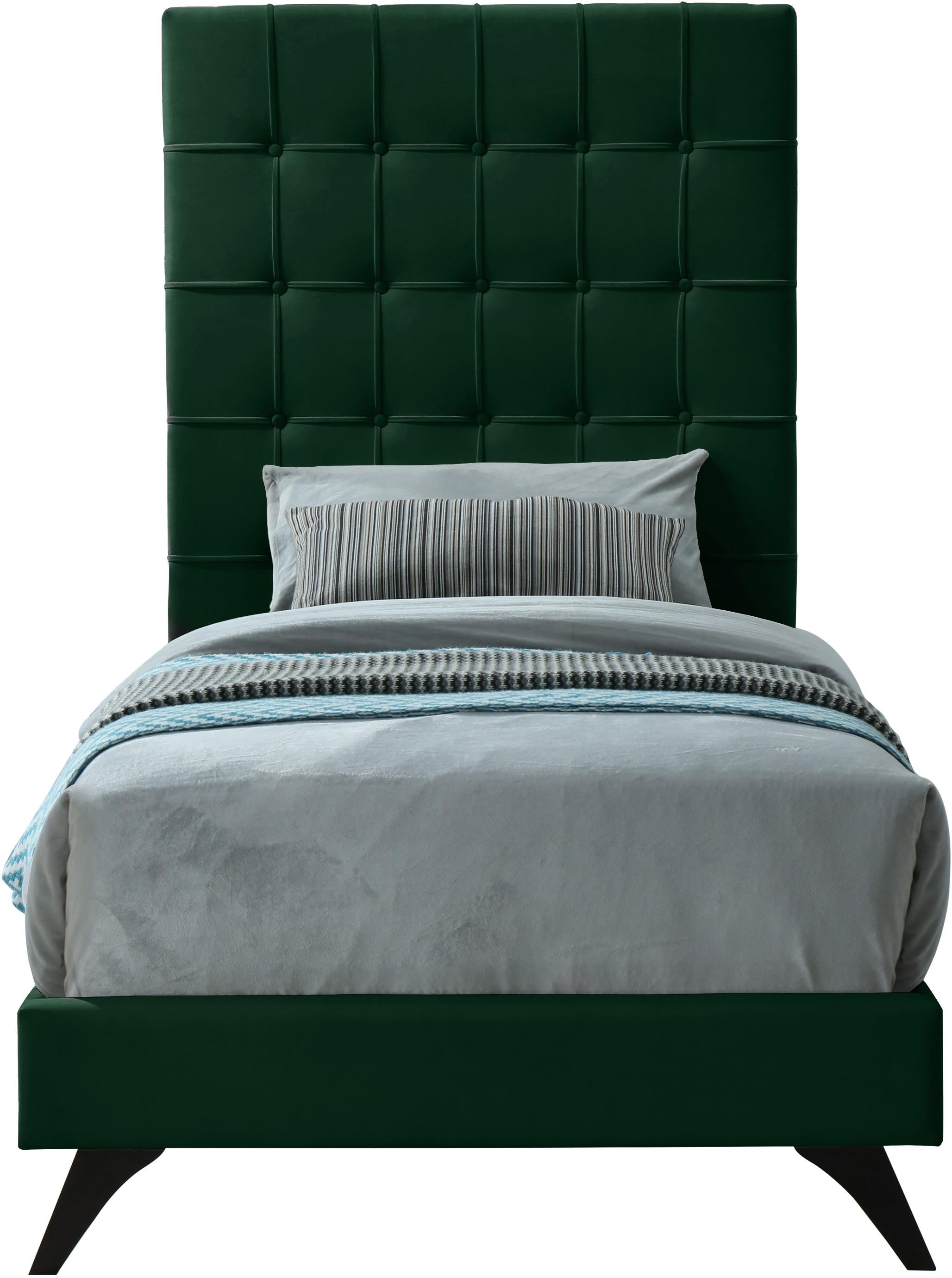 Elly Green Velvet Twin Bed - Luxury Home Furniture (MI)