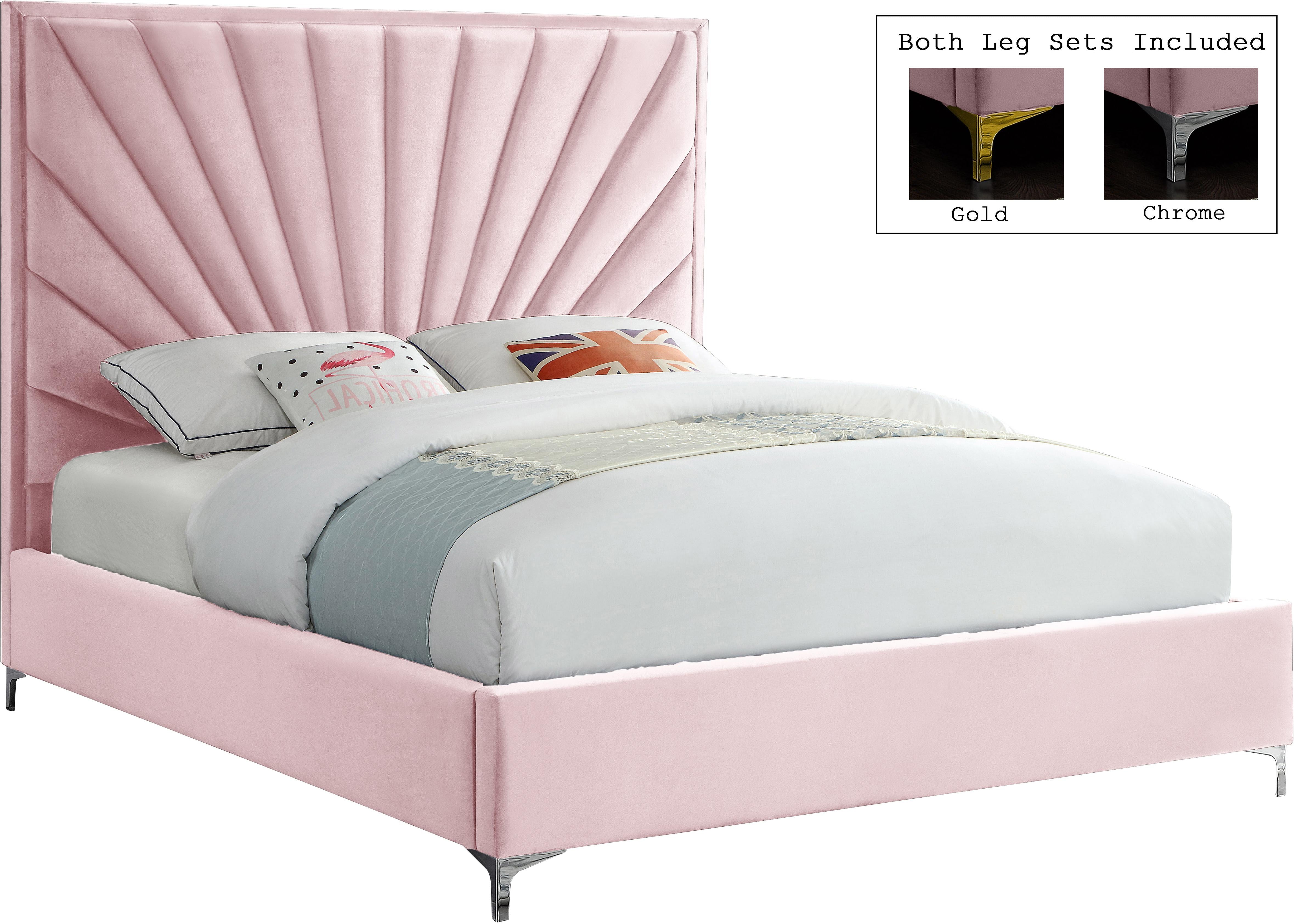 Eclipse Pink Velvet Queen Bed - Luxury Home Furniture (MI)