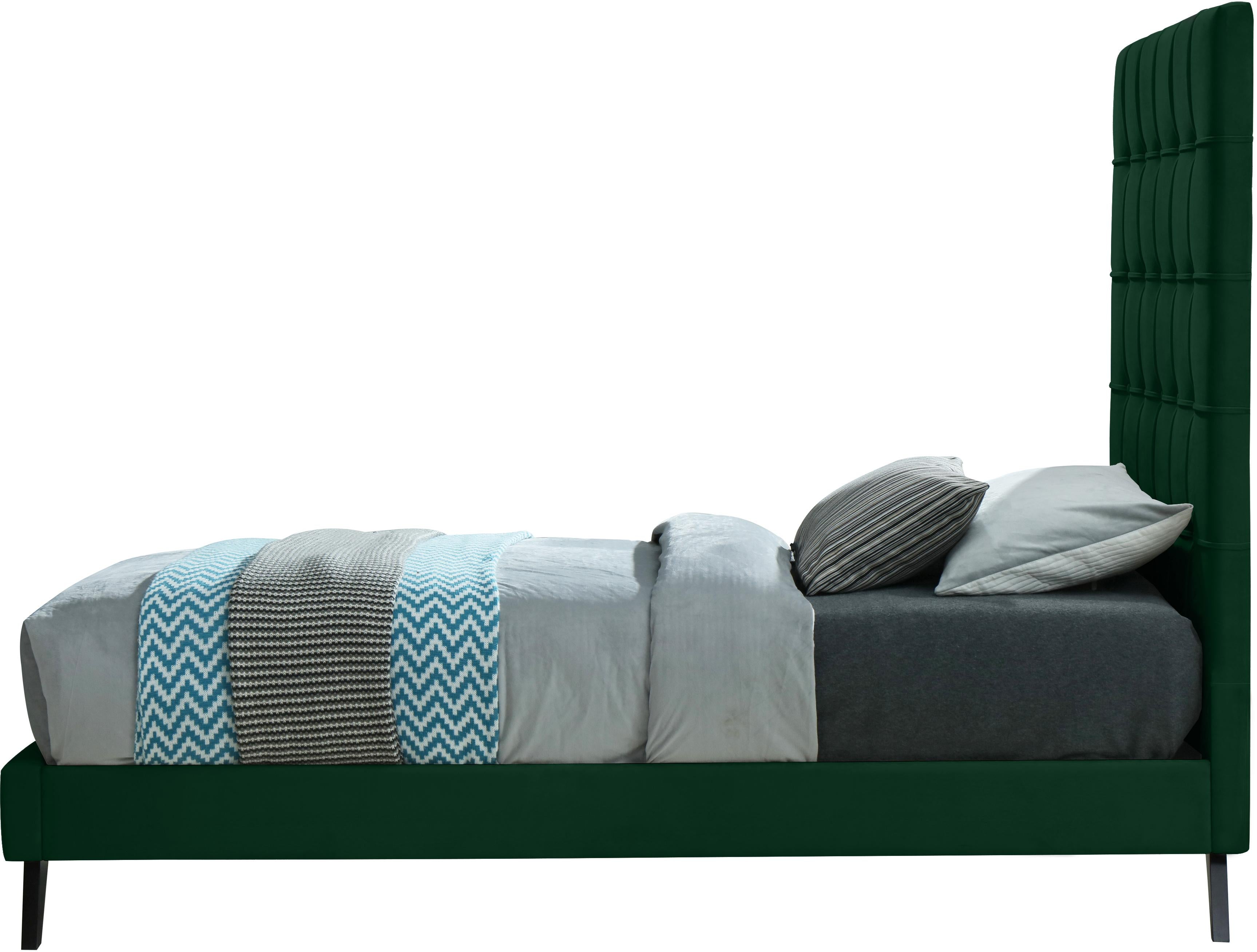 Elly Green Velvet Twin Bed - Luxury Home Furniture (MI)