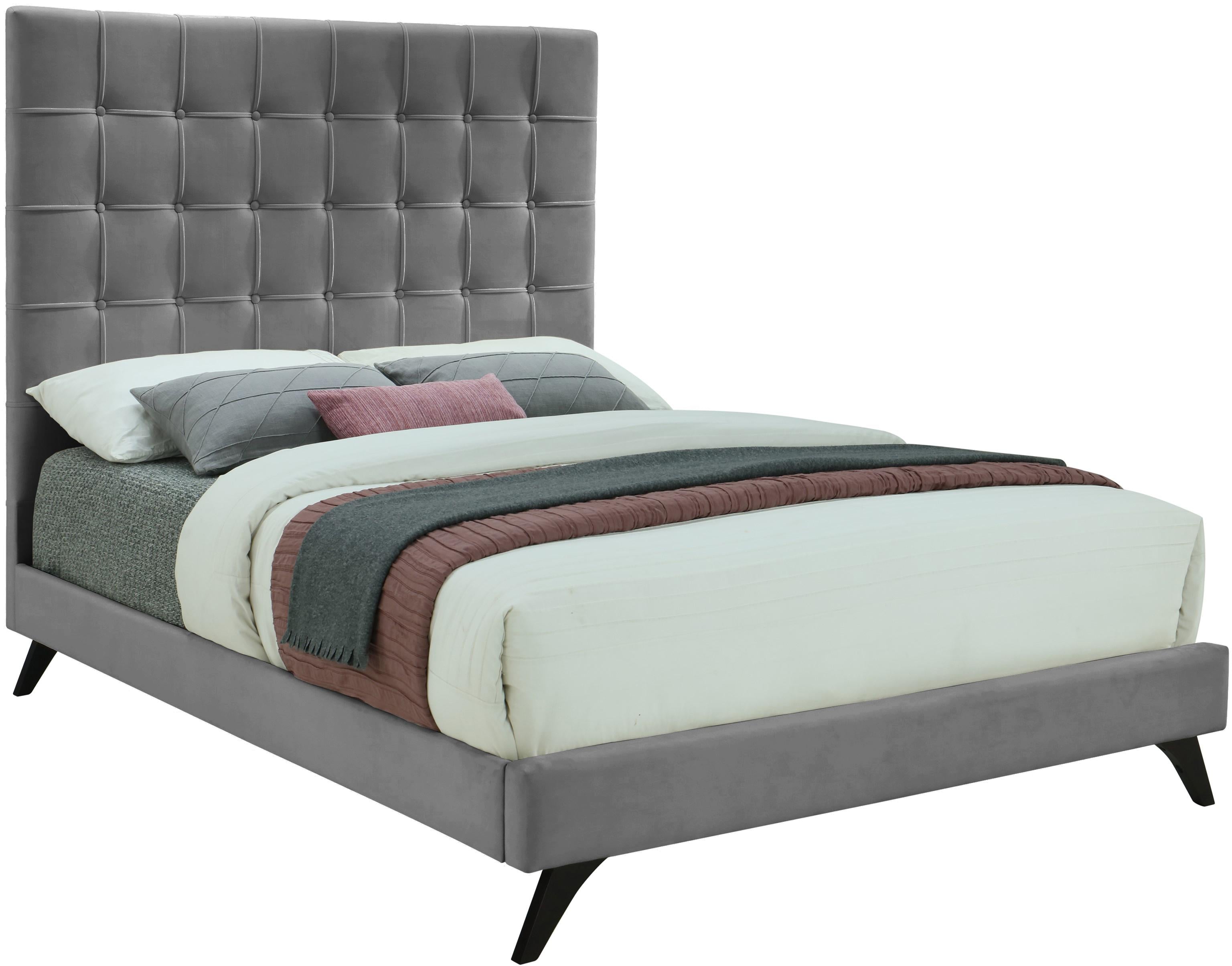 Elly Grey Velvet Full Bed - Luxury Home Furniture (MI)