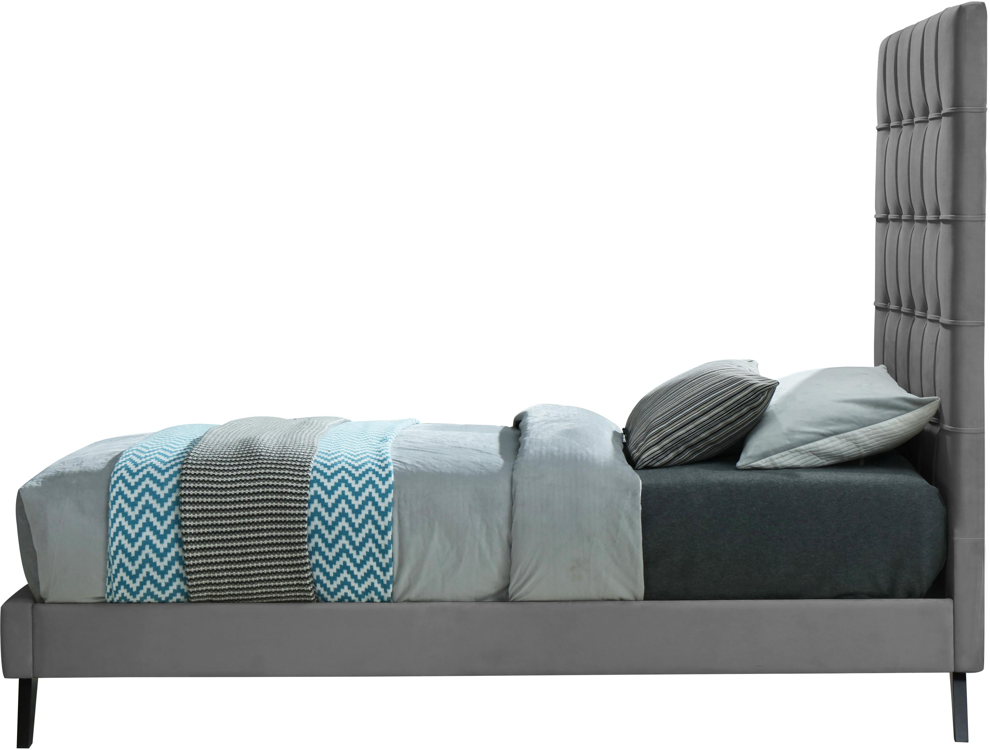Elly Grey Velvet Twin Bed - Luxury Home Furniture (MI)