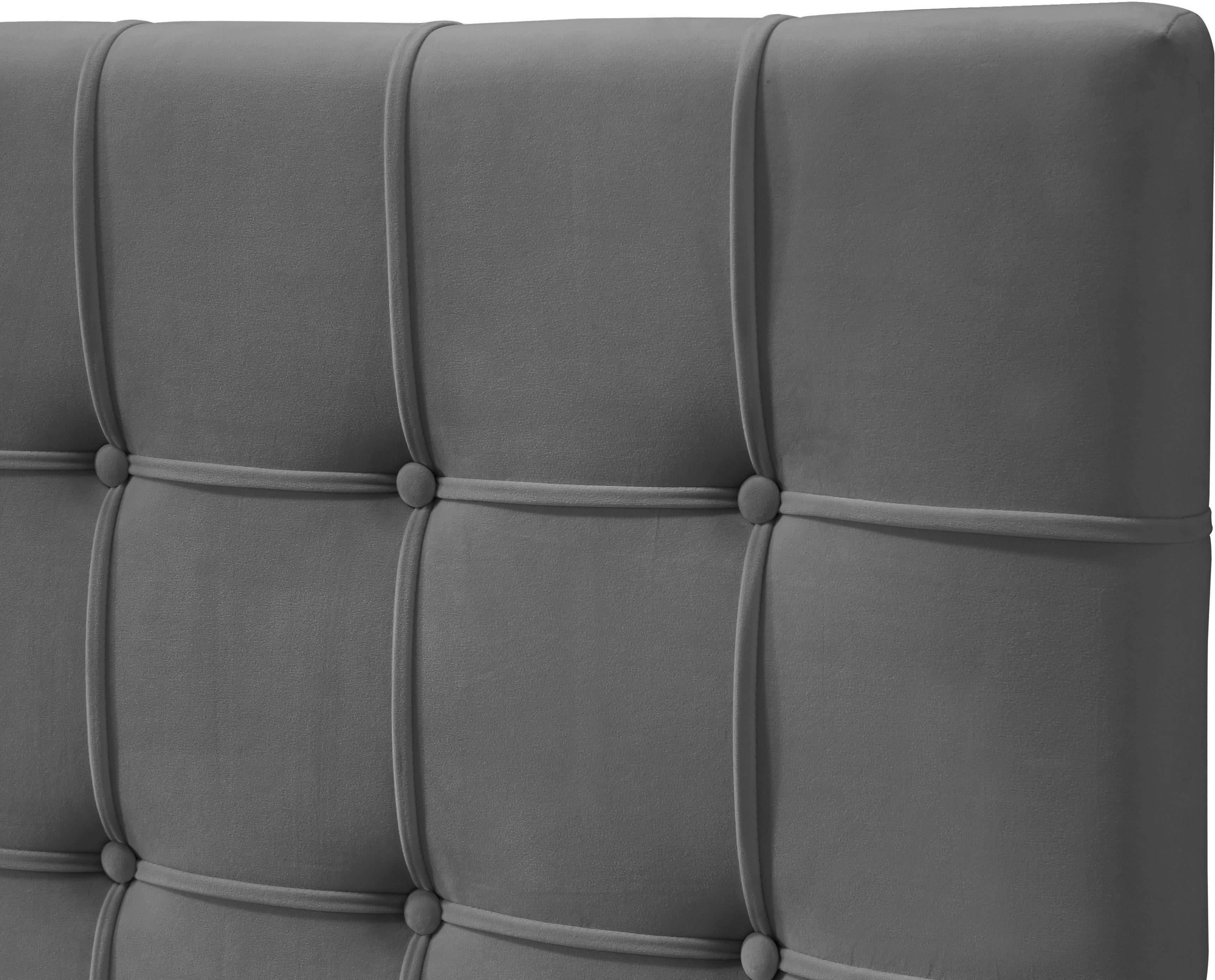 Elly Grey Velvet Full Bed - Luxury Home Furniture (MI)