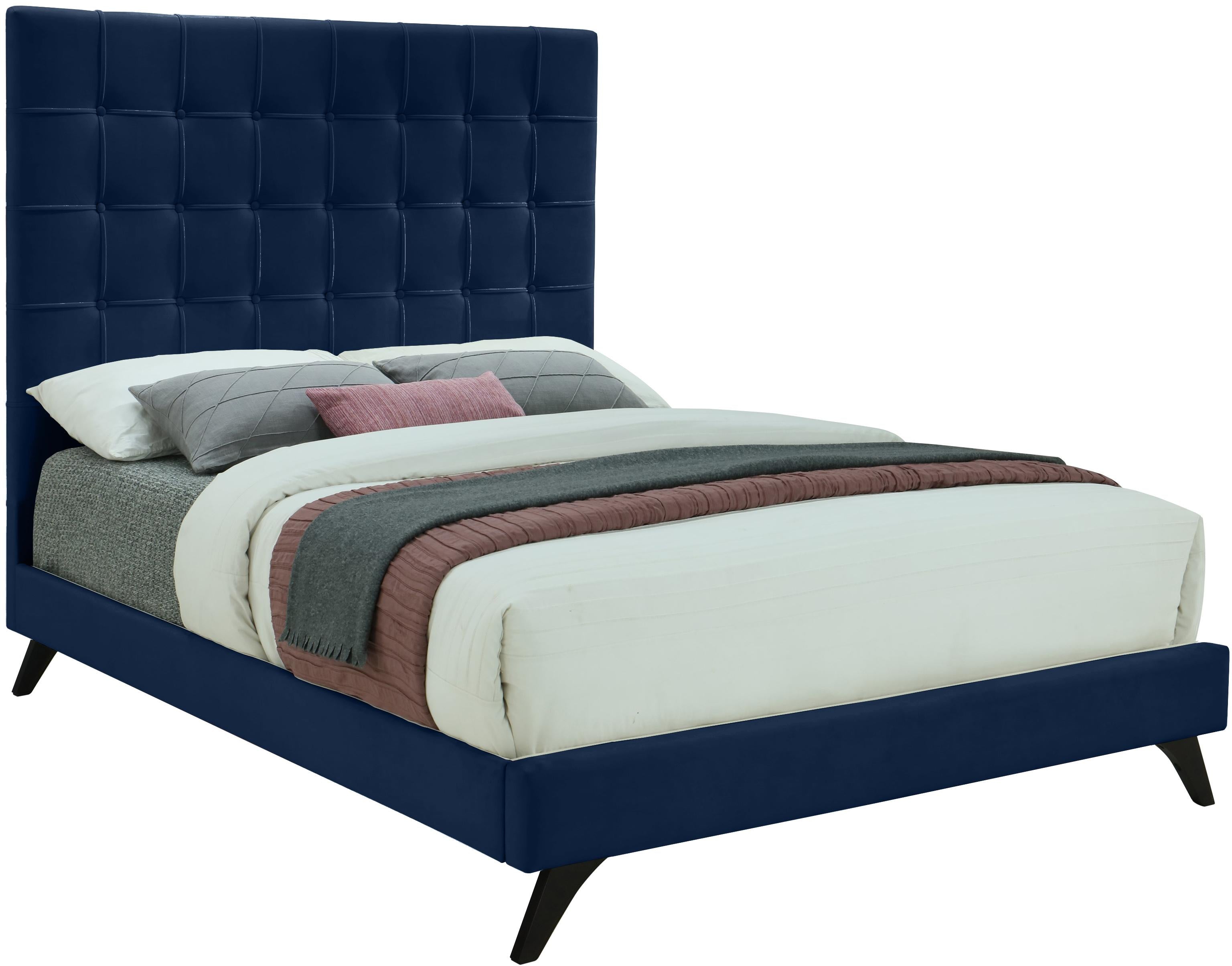 Elly Navy Velvet Queen Bed - Luxury Home Furniture (MI)
