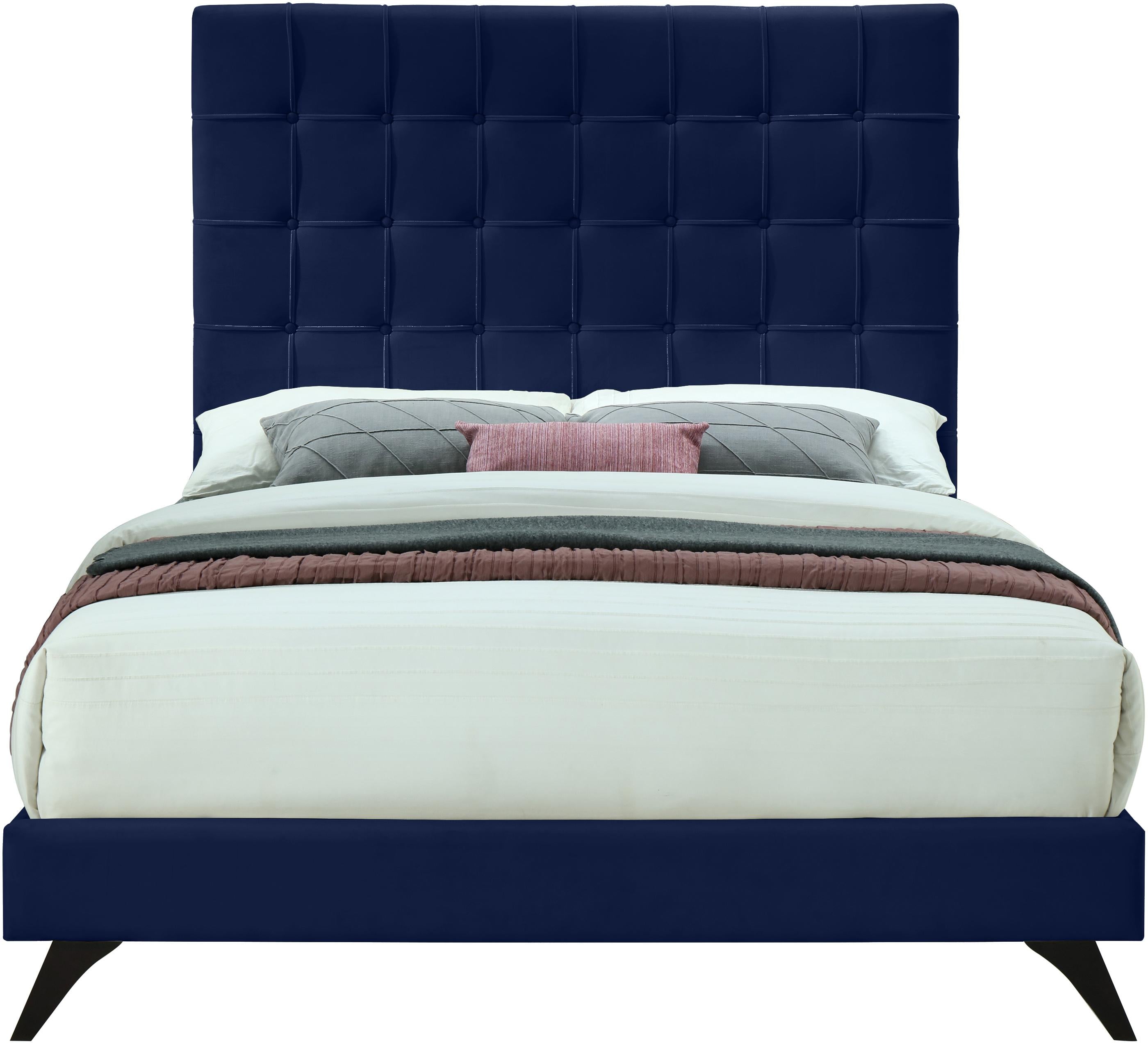 Elly Navy Velvet King Bed - Luxury Home Furniture (MI)