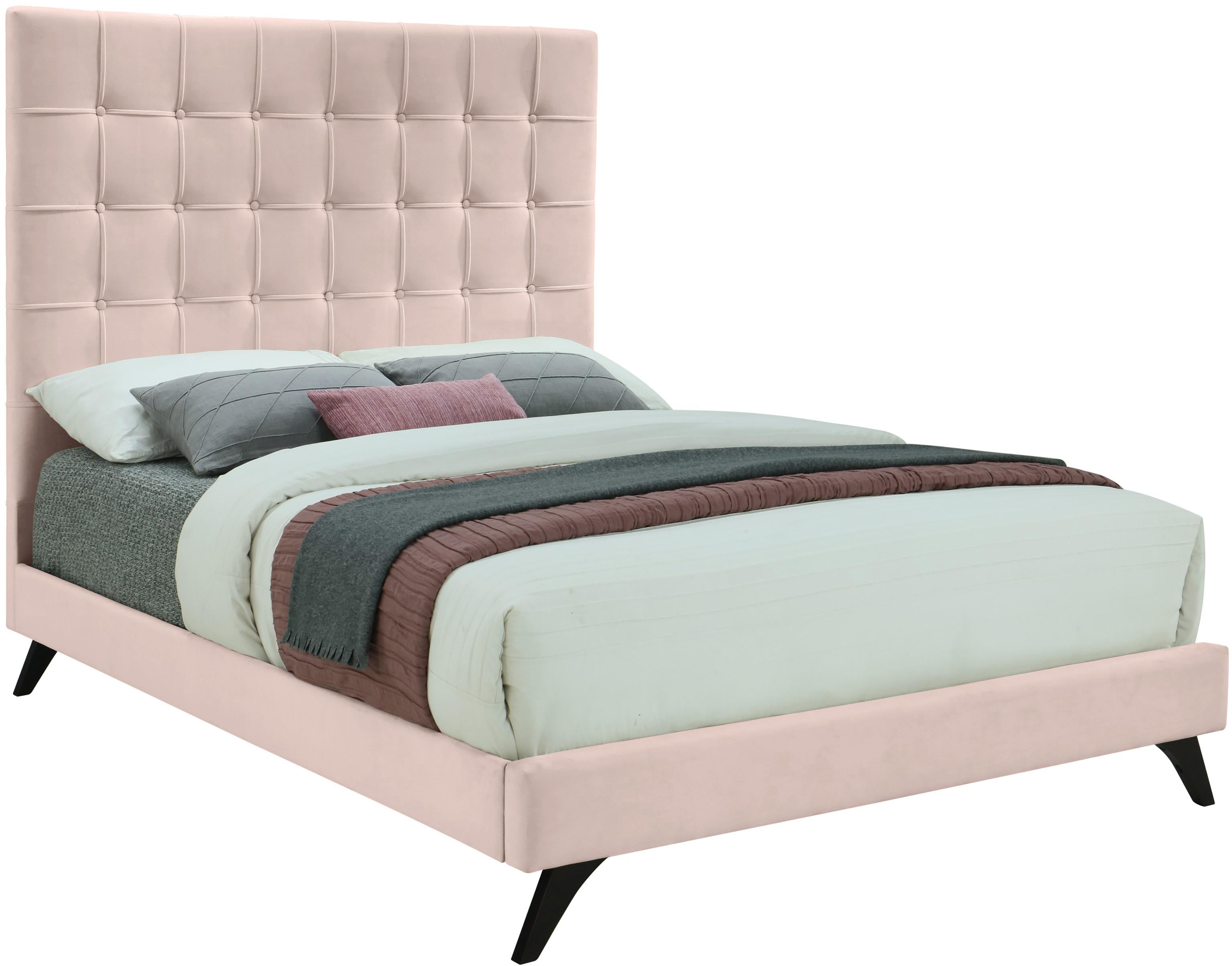 Elly Pink Velvet Queen Bed - Luxury Home Furniture (MI)