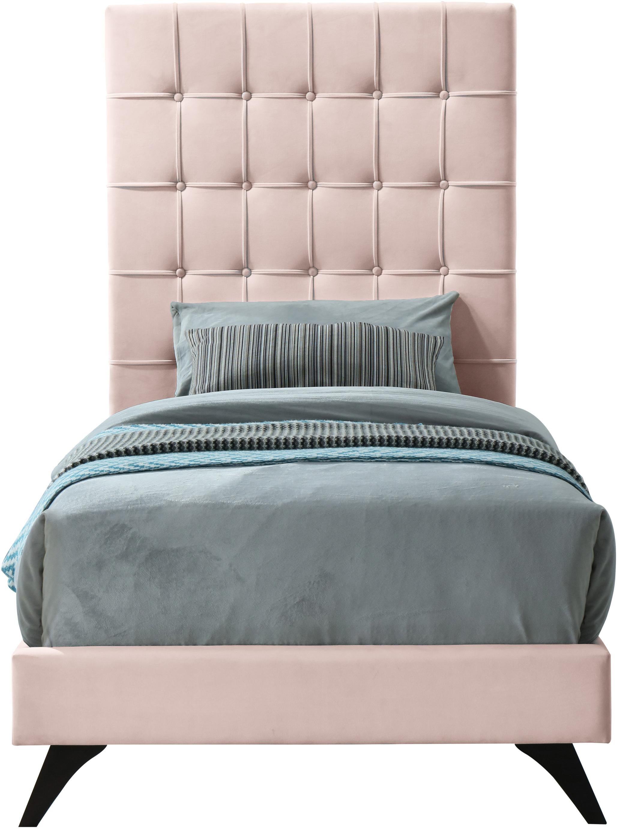 Elly Pink Velvet Twin Bed - Luxury Home Furniture (MI)