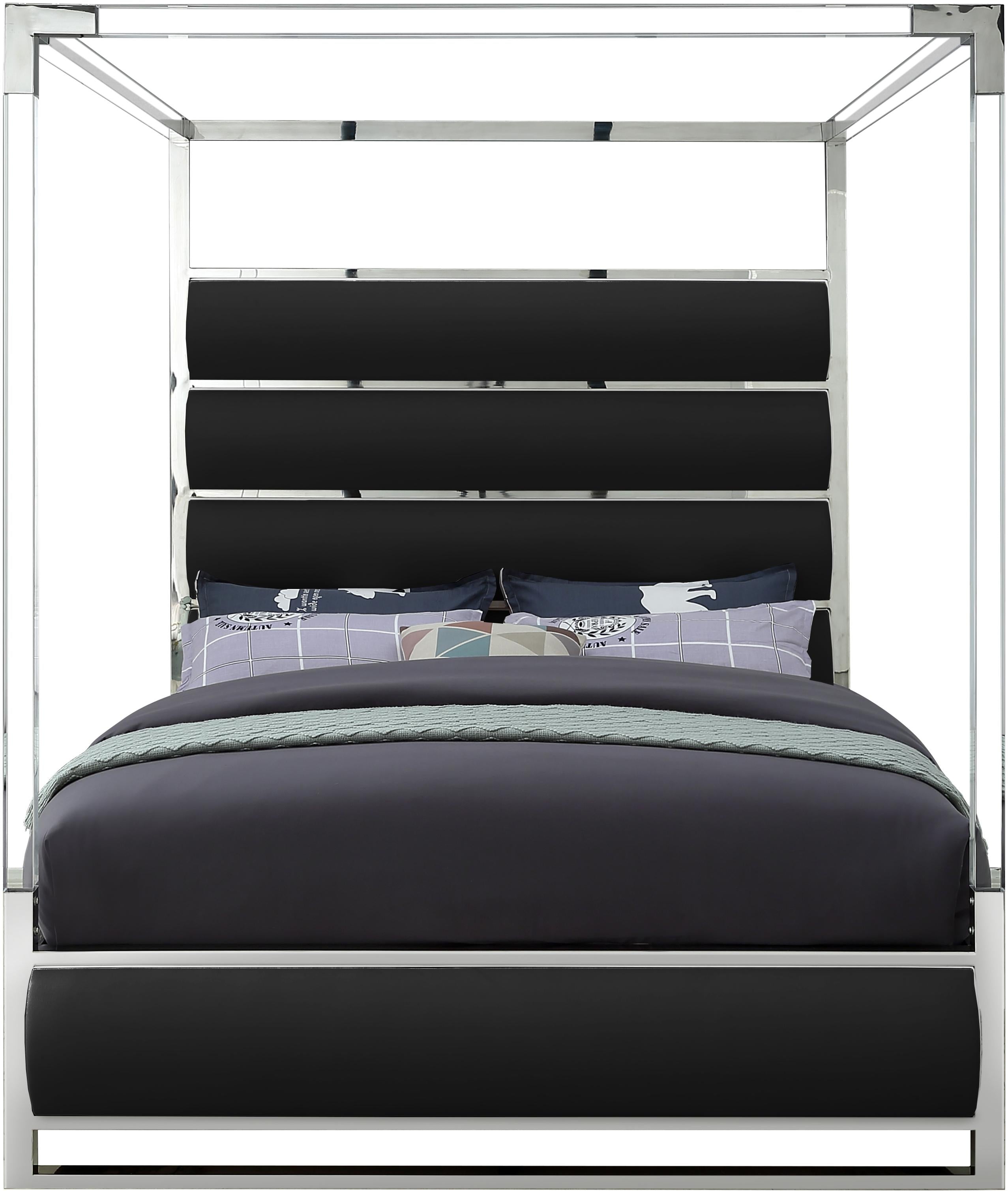 Encore Black Faux Leather Queen Bed (4 Boxes) - Luxury Home Furniture (MI)