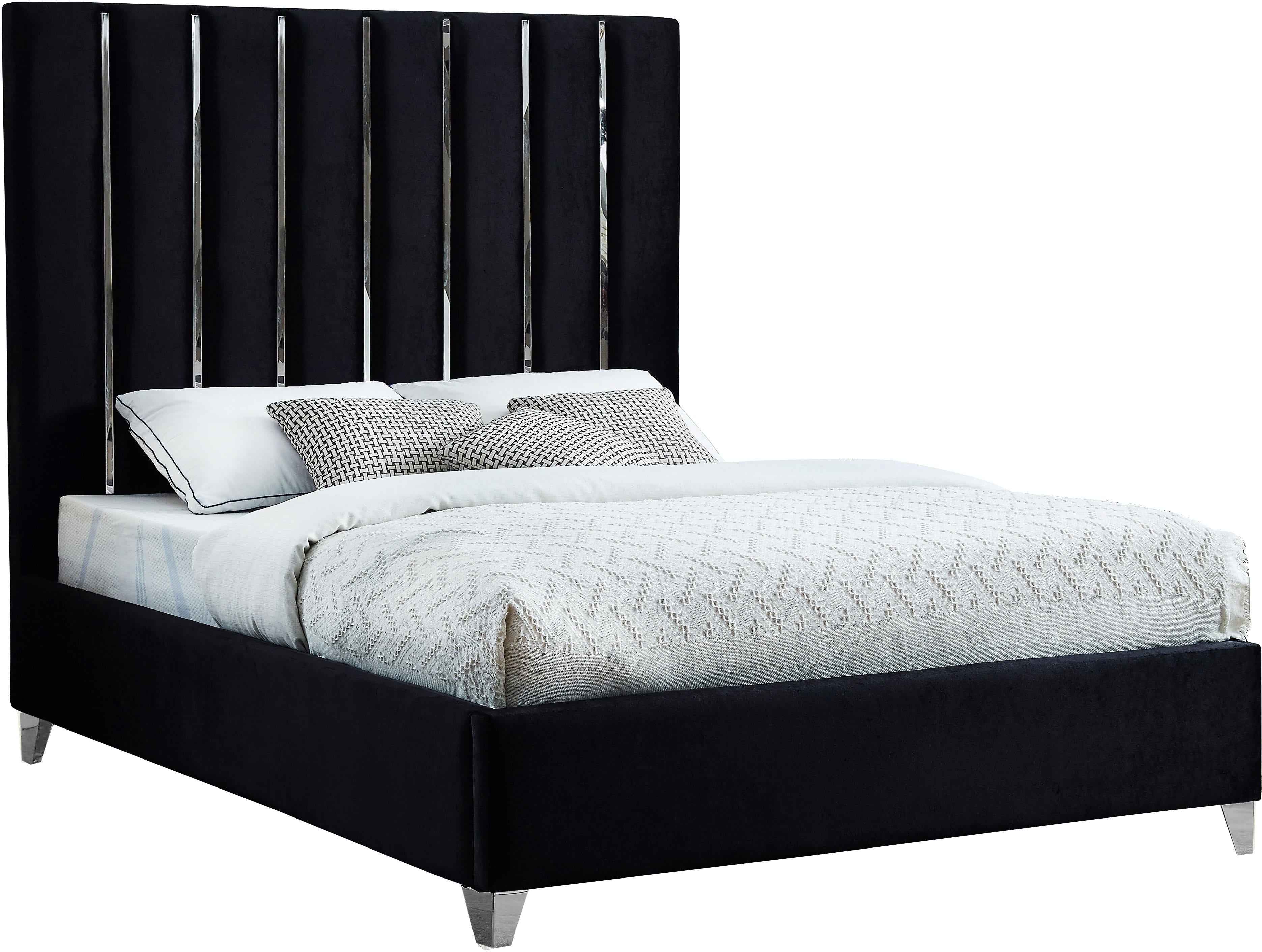 Enzo Black Velvet Full Bed - Luxury Home Furniture (MI)