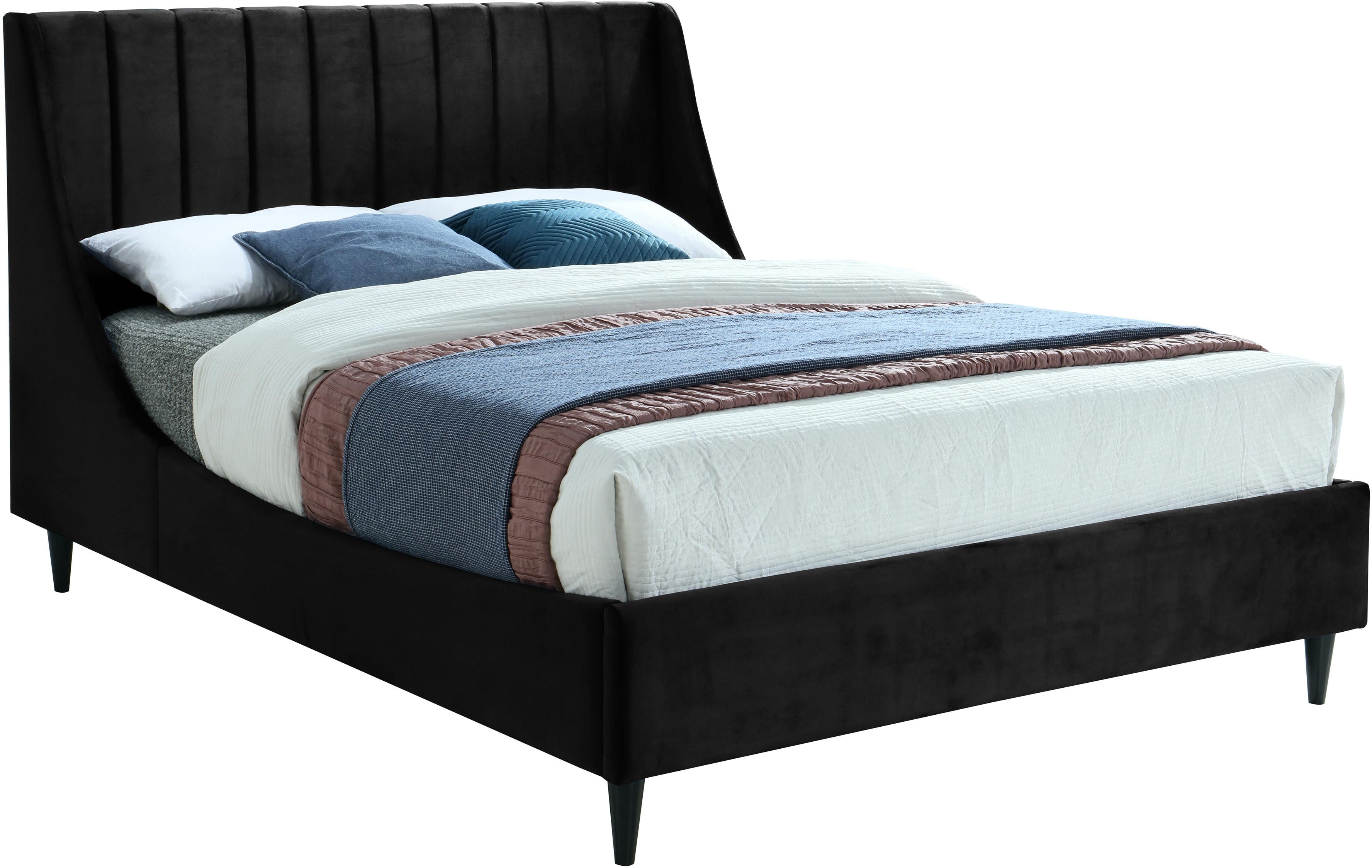 Eva Black Velvet Full Bed - Luxury Home Furniture (MI)