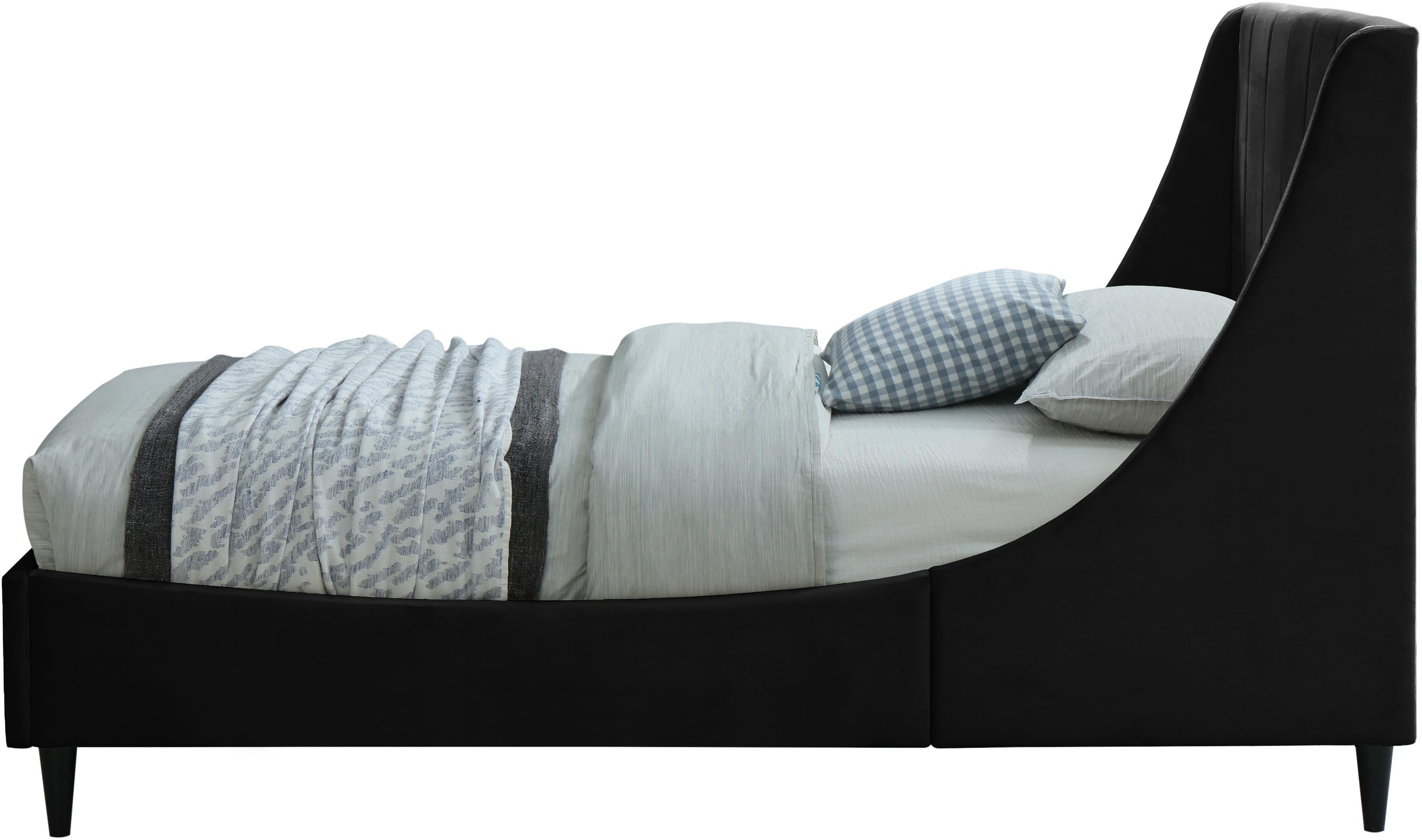 Eva Black Velvet Twin Bed - Luxury Home Furniture (MI)