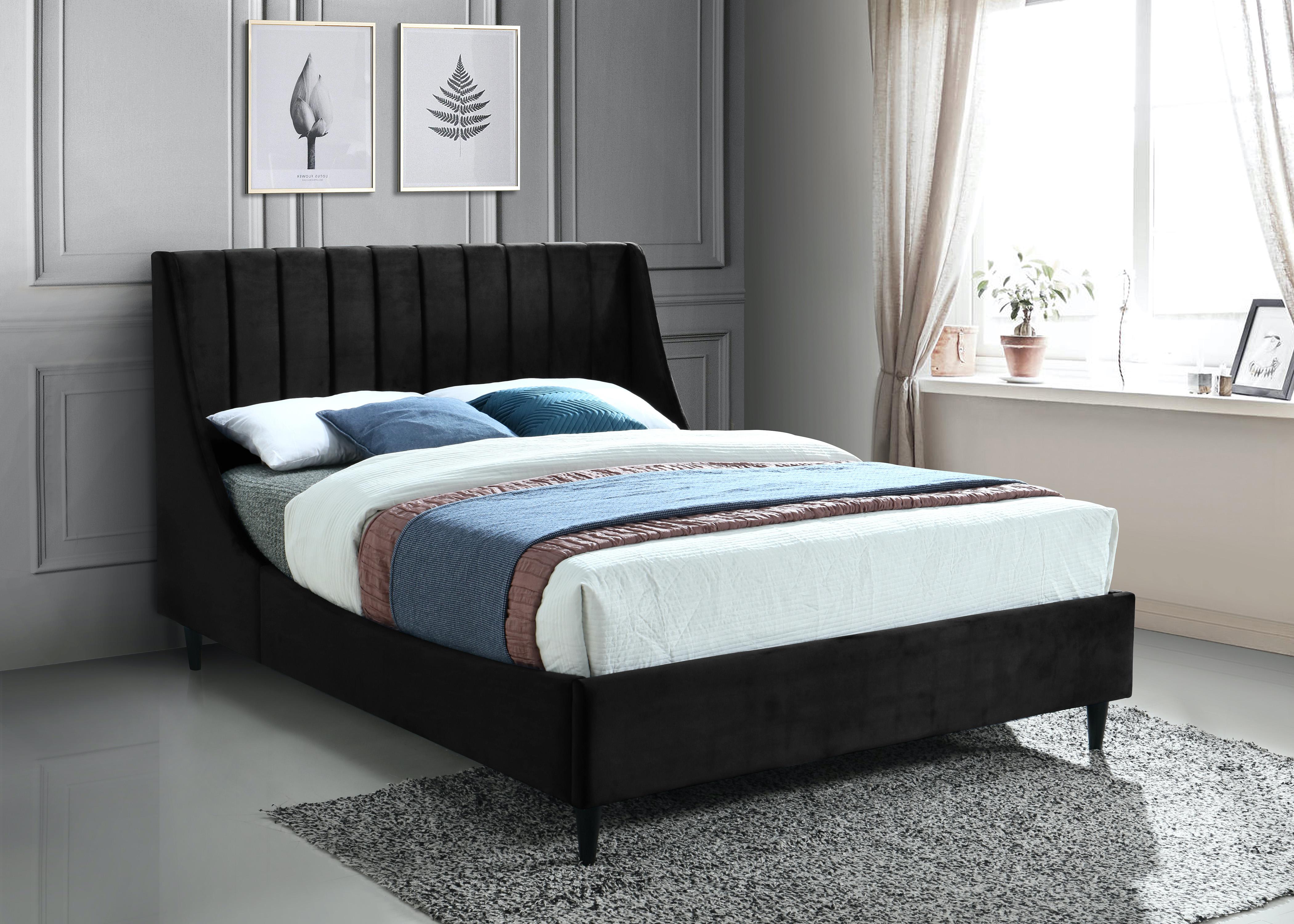 Eva Black Velvet Queen Bed - Luxury Home Furniture (MI)