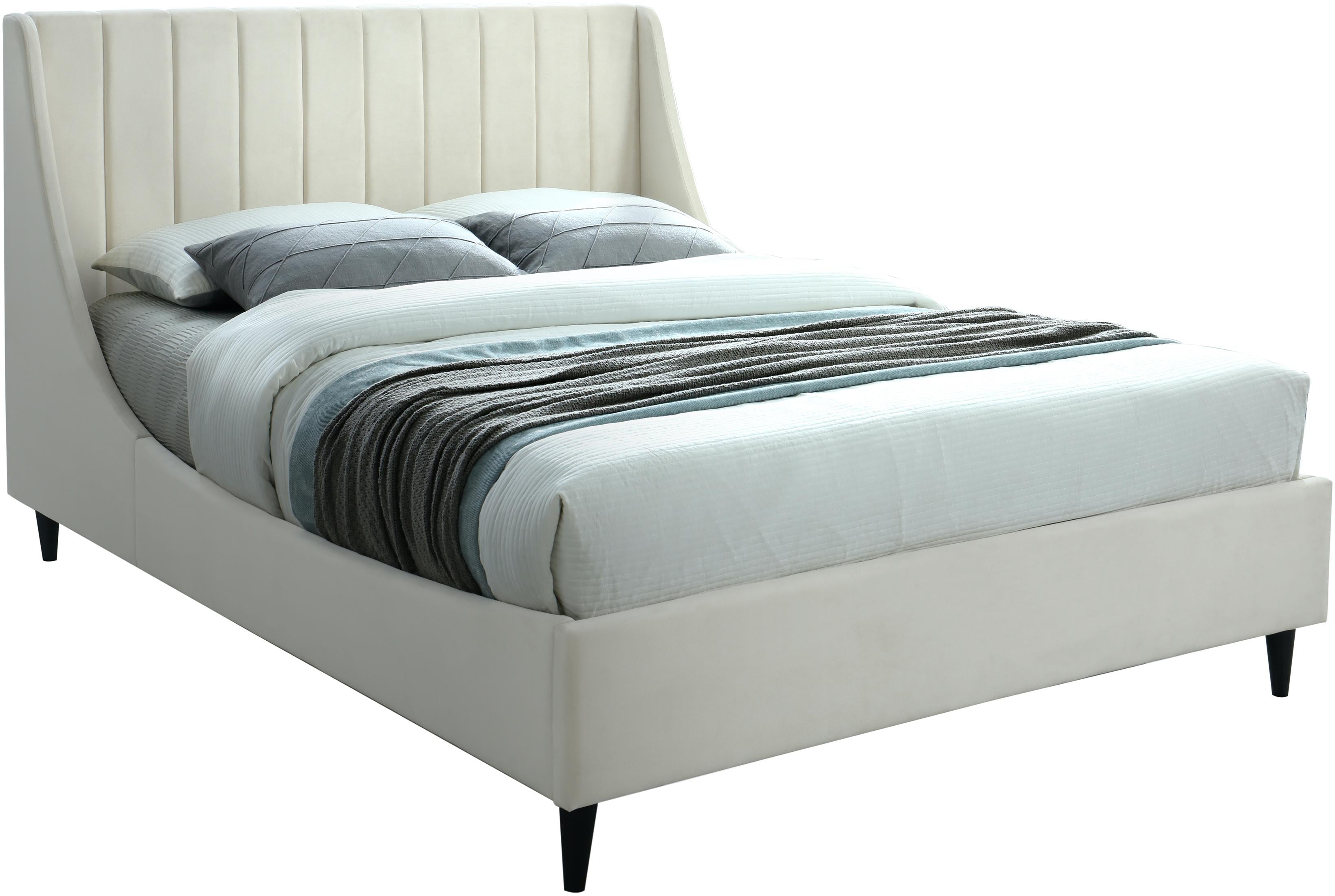 Eva Cream Velvet Queen Bed - Luxury Home Furniture (MI)