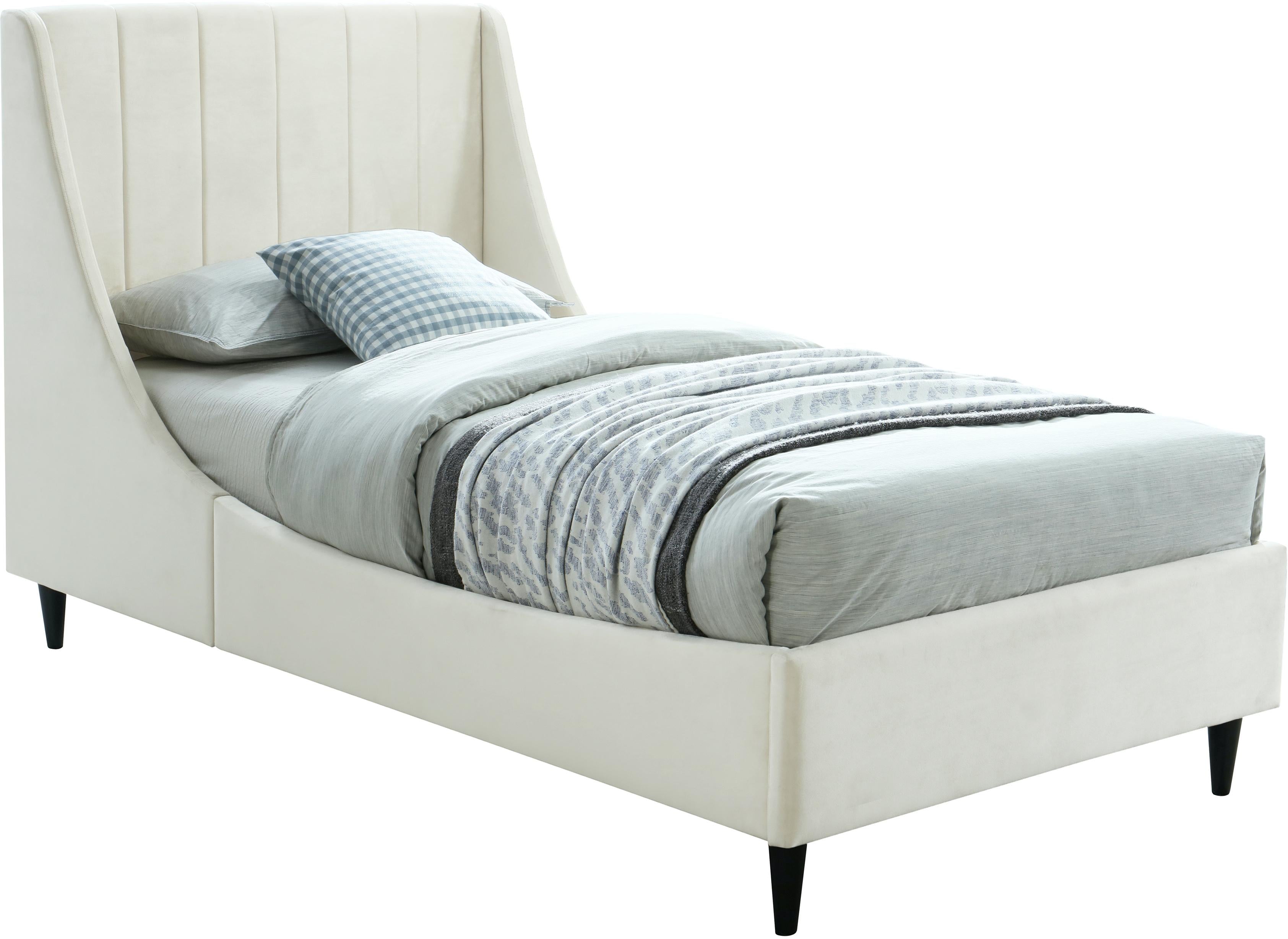 Eva Cream Velvet Twin Bed - Luxury Home Furniture (MI)
