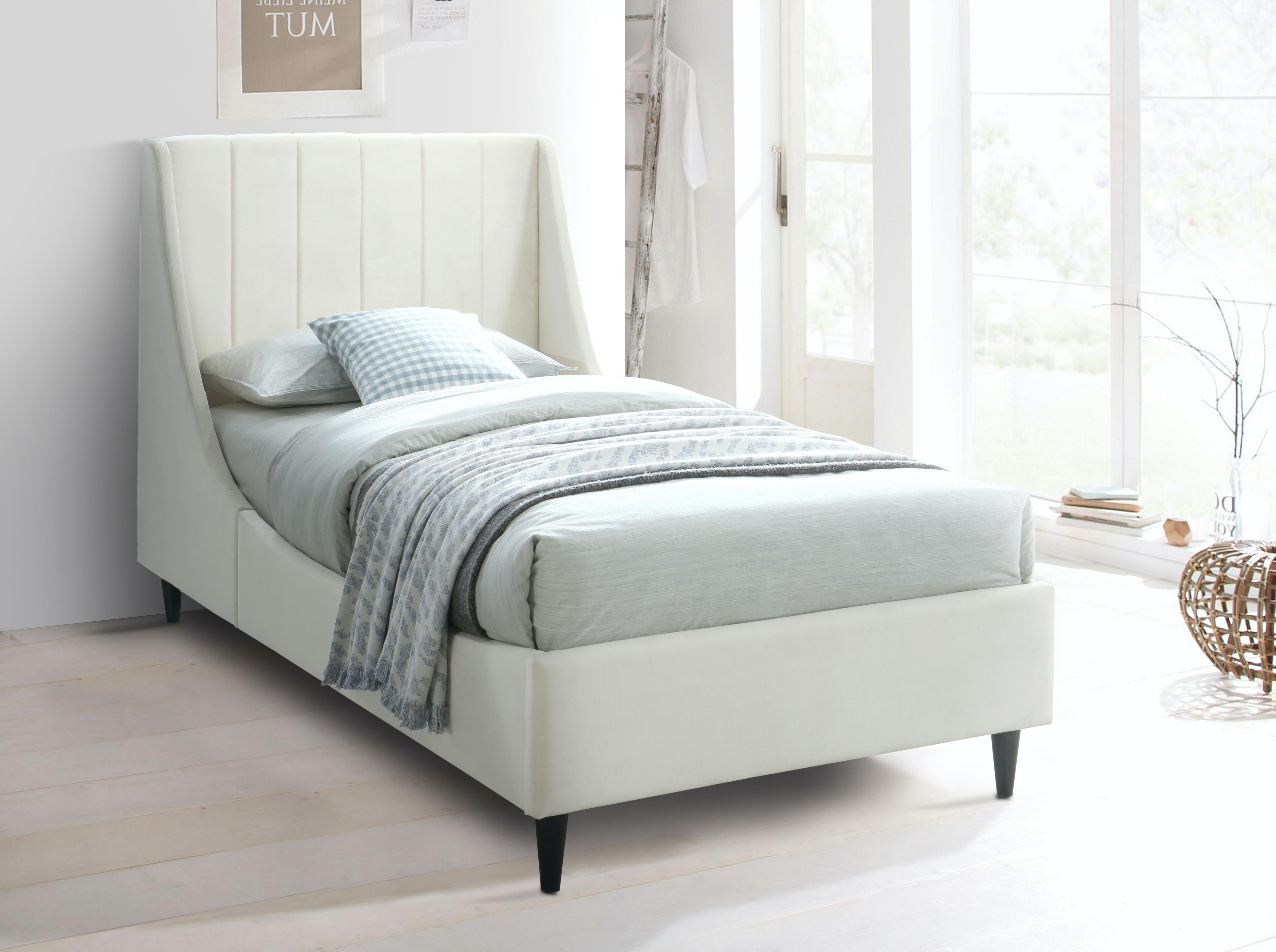 Eva Cream Velvet Twin Bed - Luxury Home Furniture (MI)
