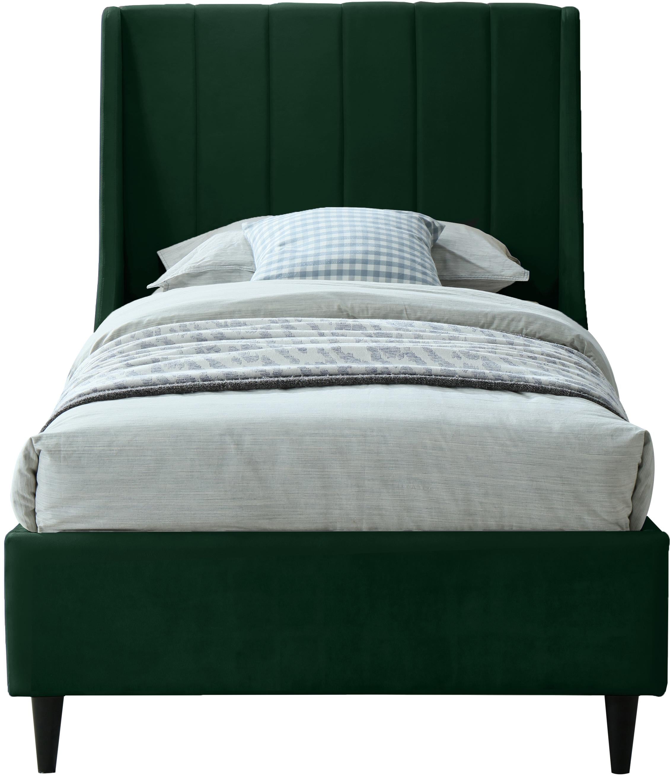 Eva Green Velvet Twin Bed - Luxury Home Furniture (MI)