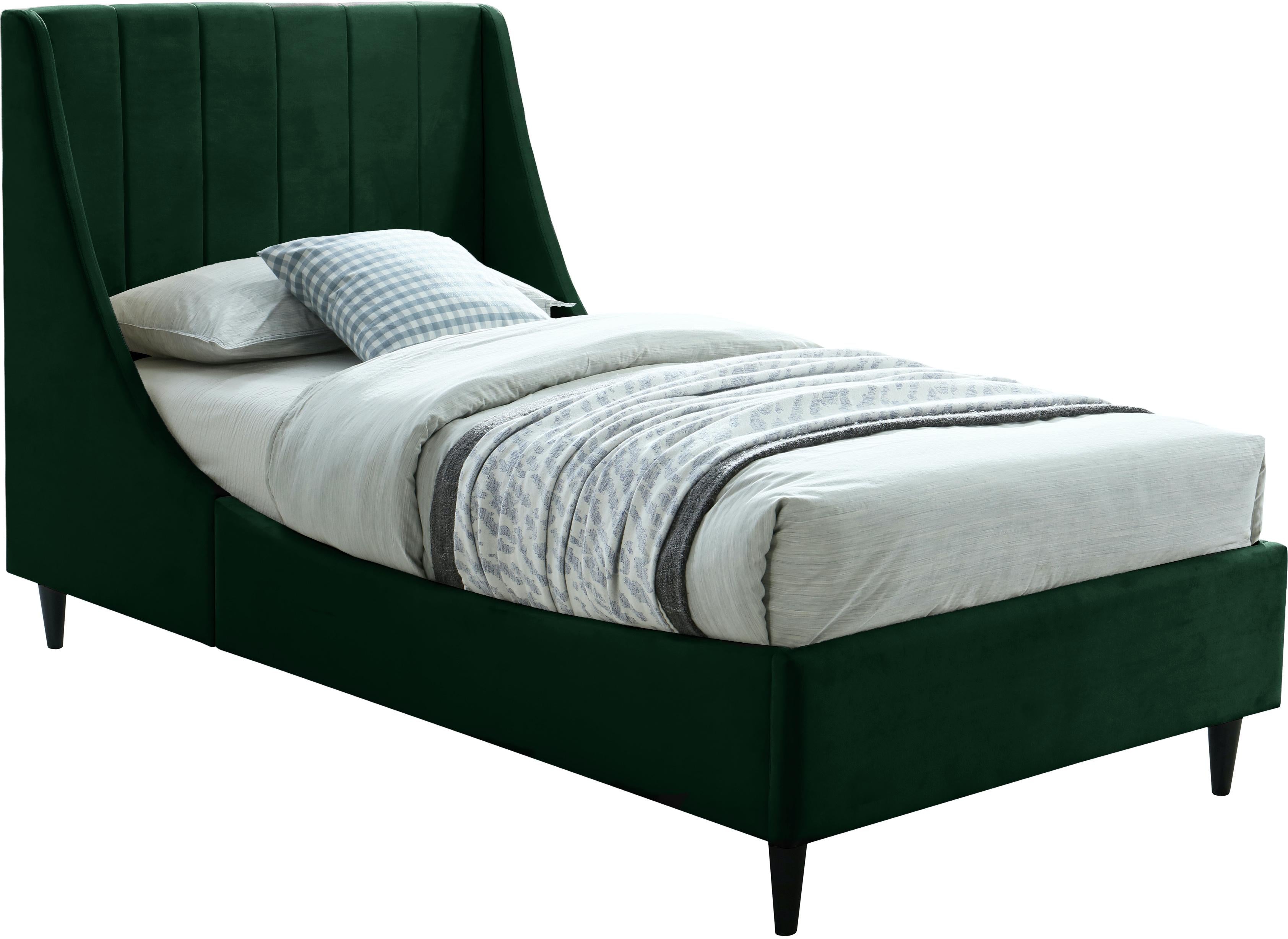 Eva Green Velvet Twin Bed - Luxury Home Furniture (MI)