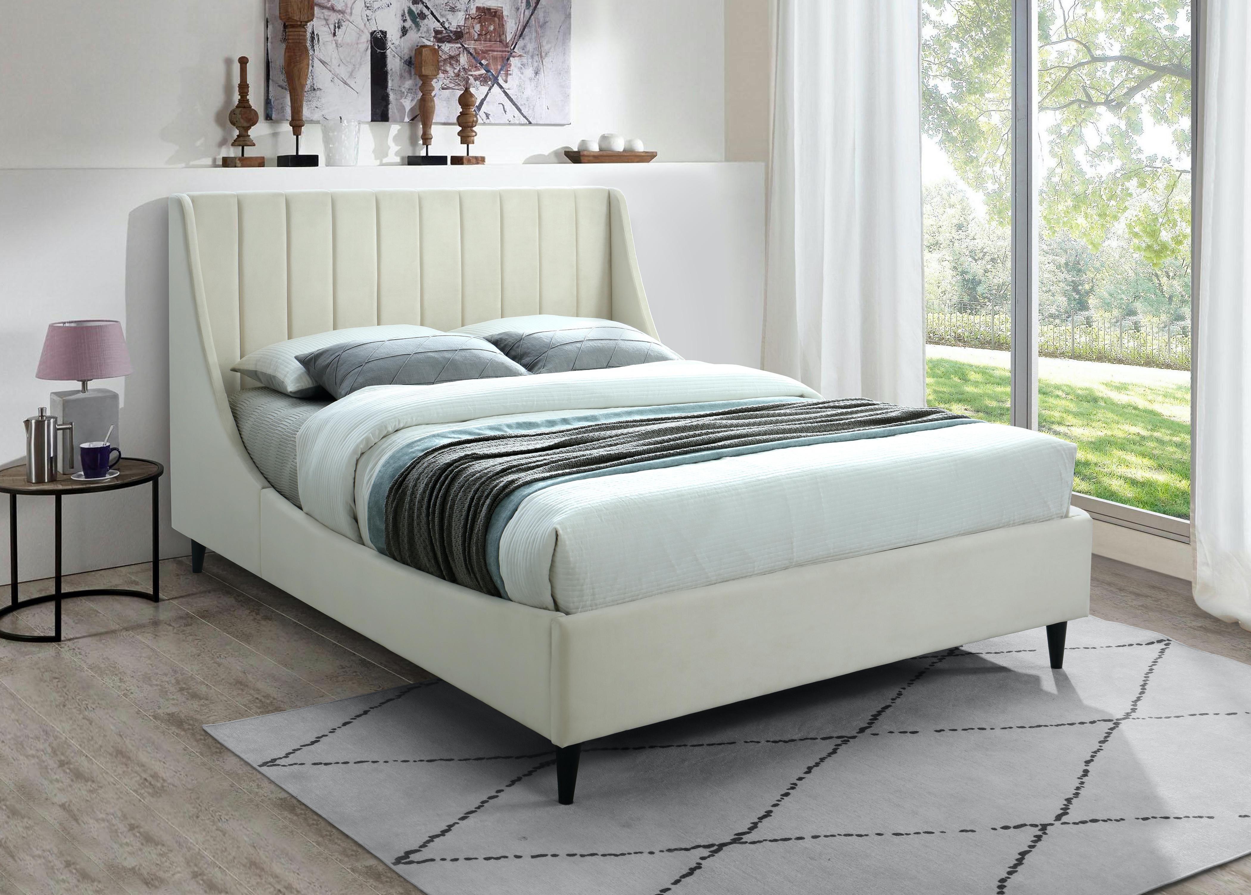 Eva Cream Velvet Queen Bed - Luxury Home Furniture (MI)