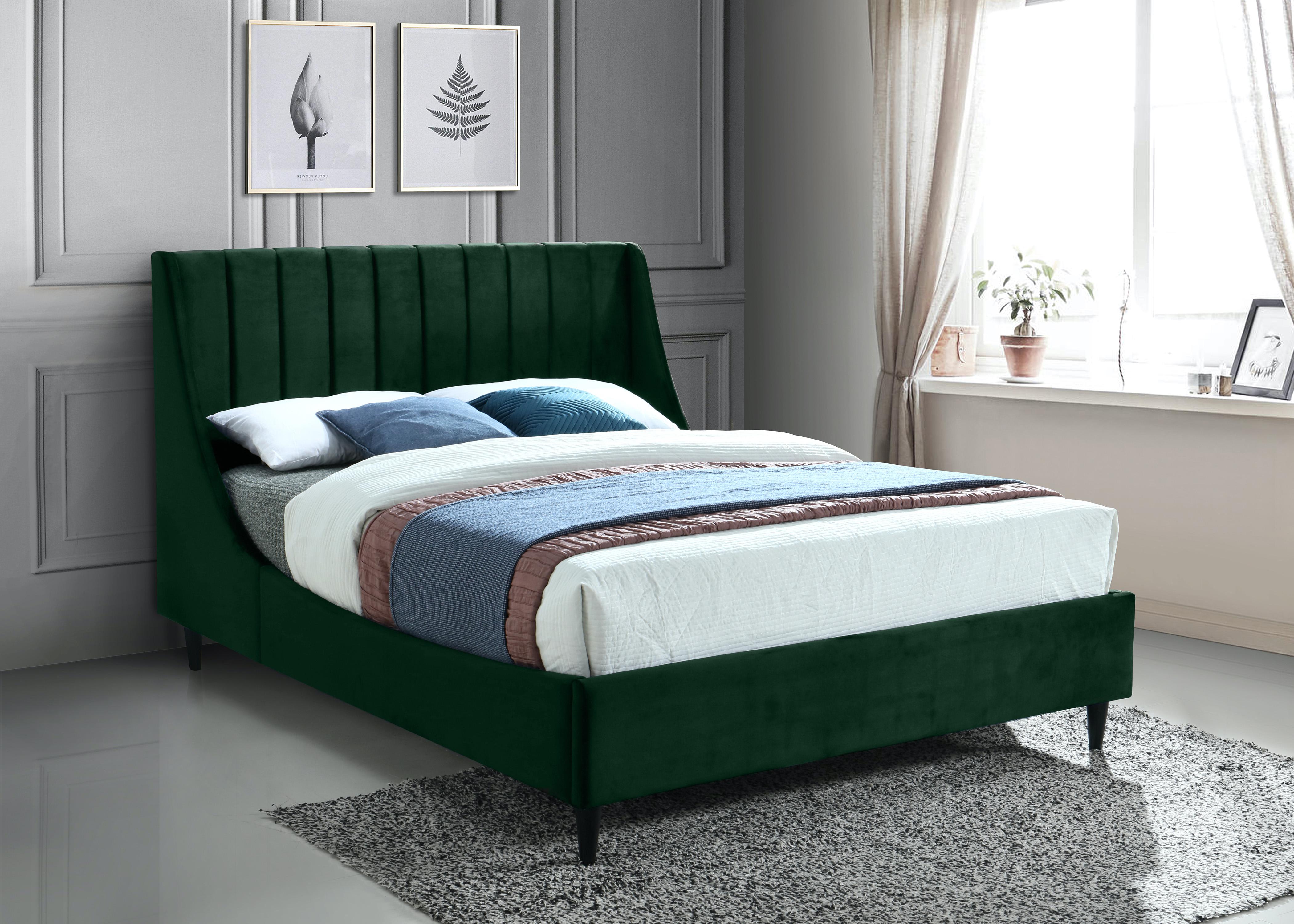 Eva Green Velvet Full Bed - Luxury Home Furniture (MI)
