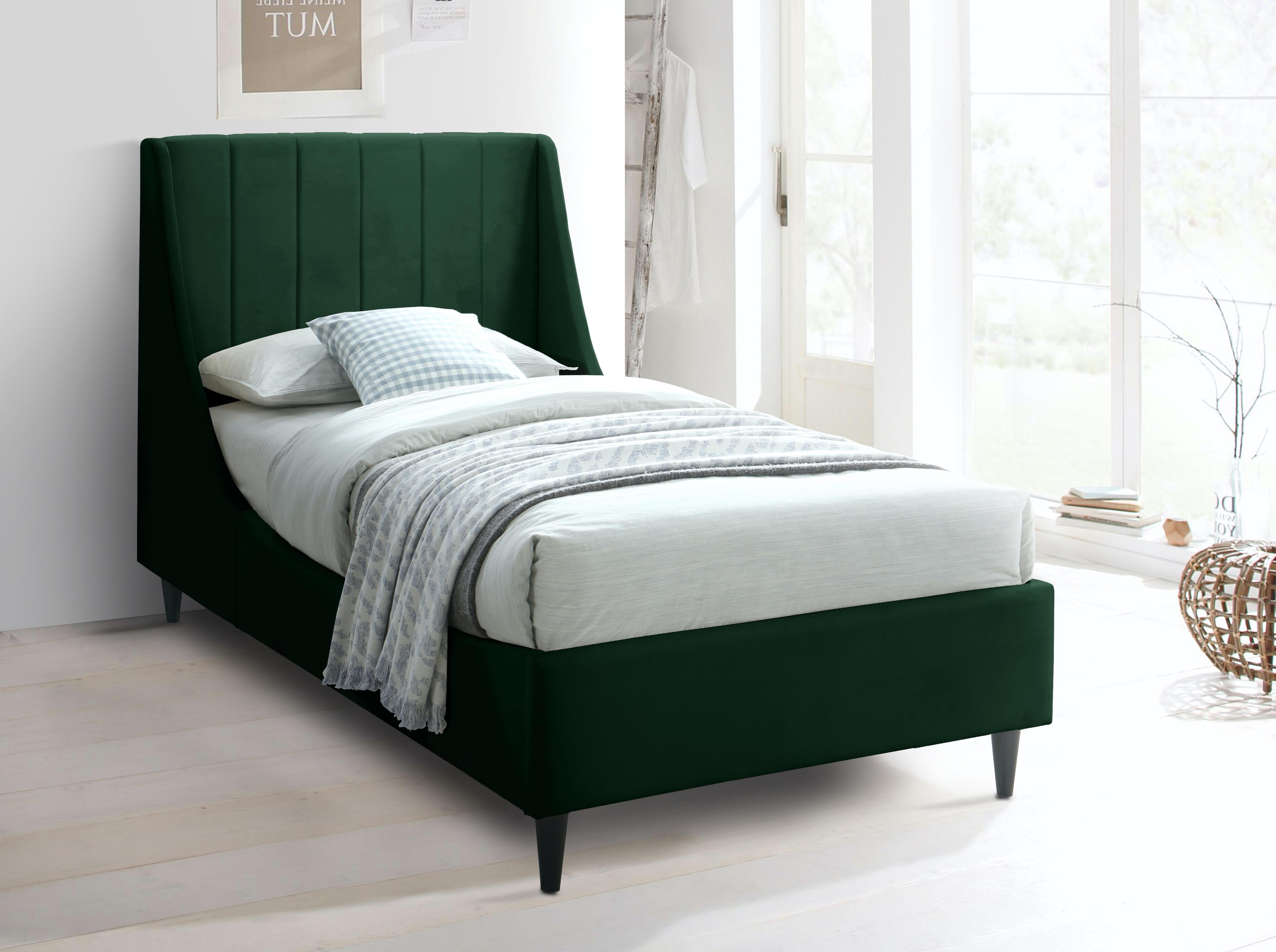 Eva Green Velvet Twin Bed - Luxury Home Furniture (MI)