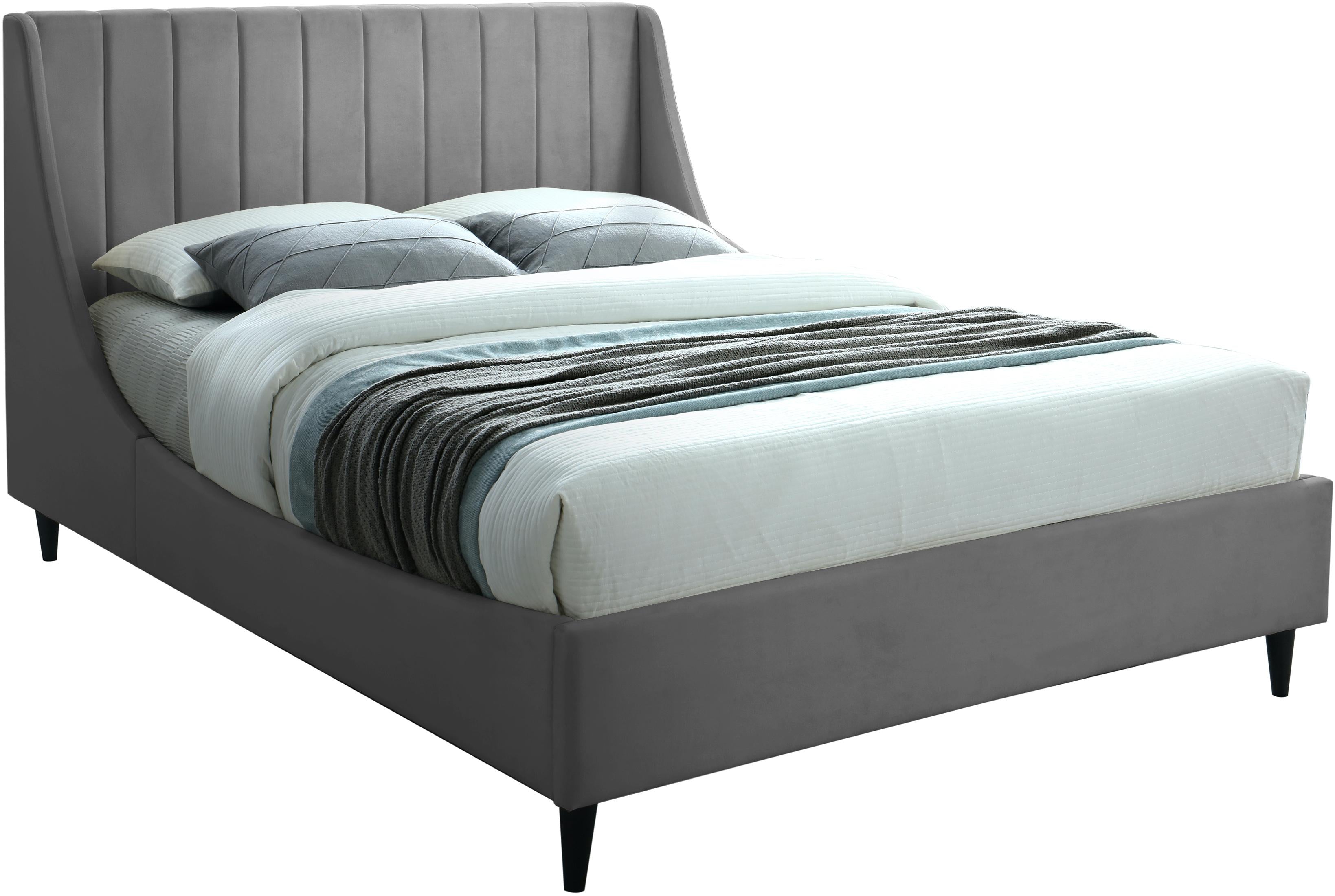 Eva Grey Velvet Queen Bed - Luxury Home Furniture (MI)