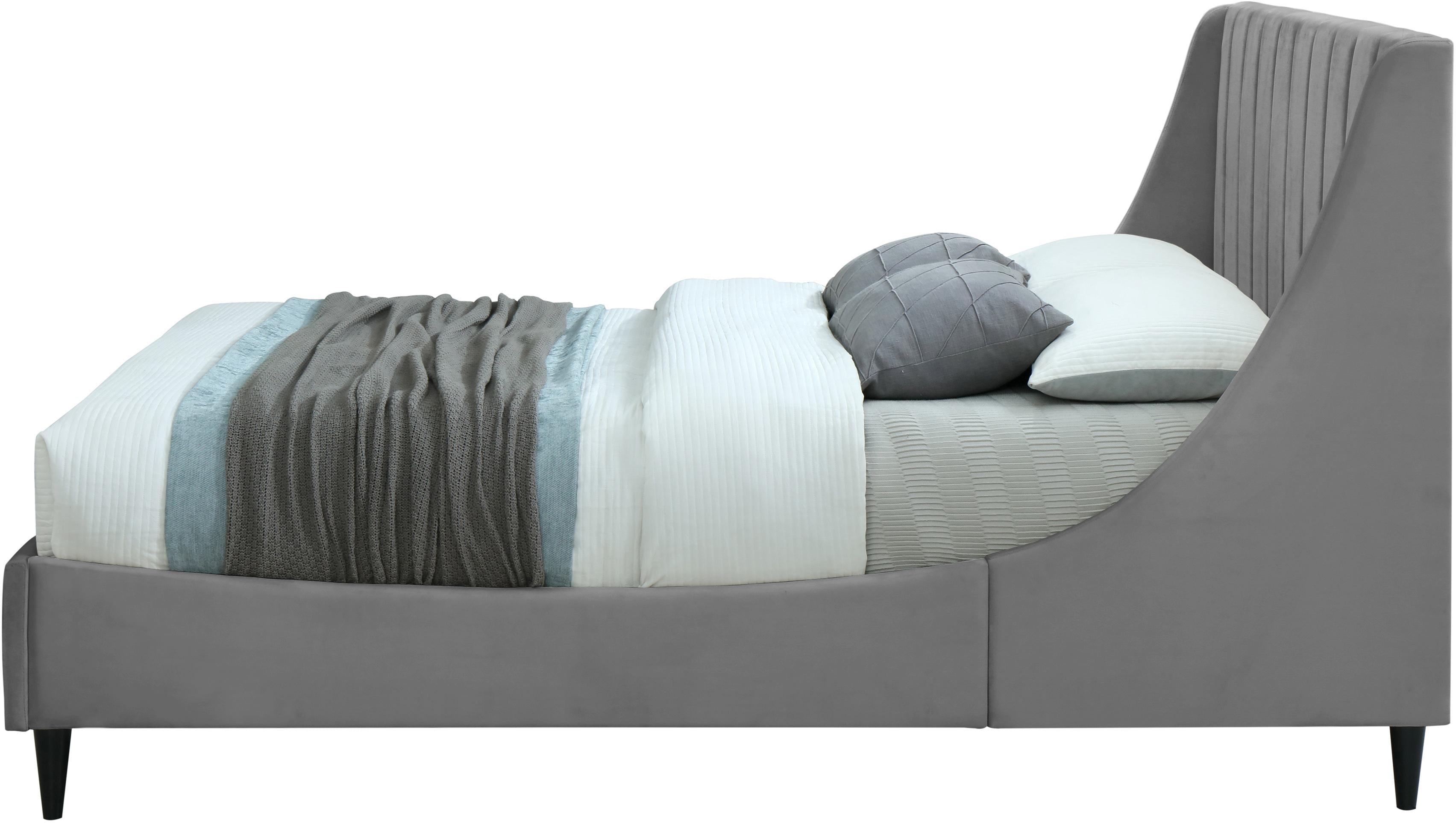 Eva Grey Velvet Full Bed - Luxury Home Furniture (MI)