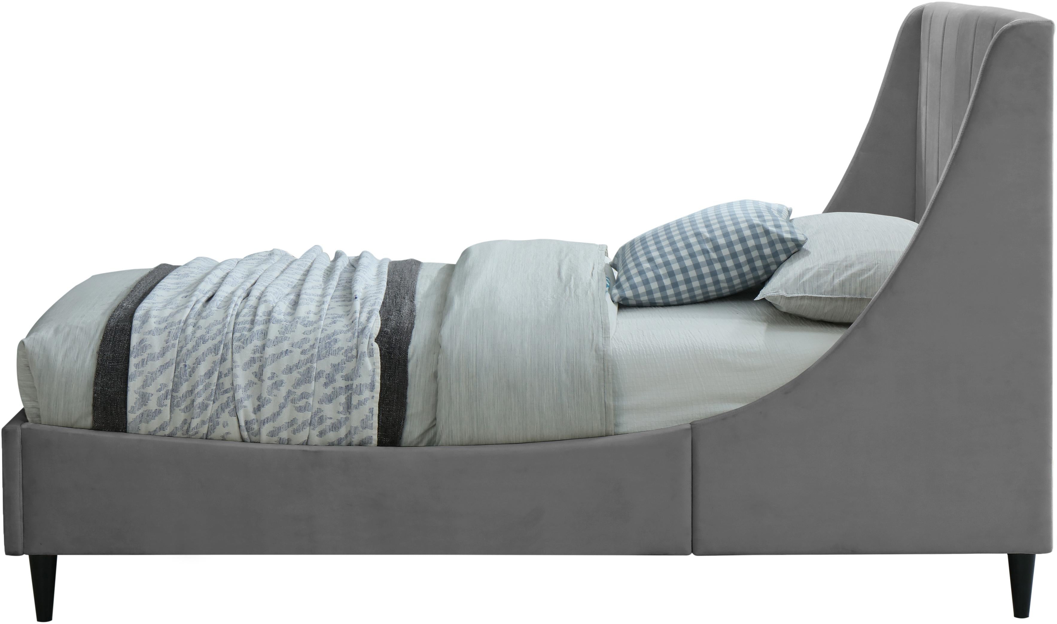 Eva Grey Velvet Twin Bed - Luxury Home Furniture (MI)