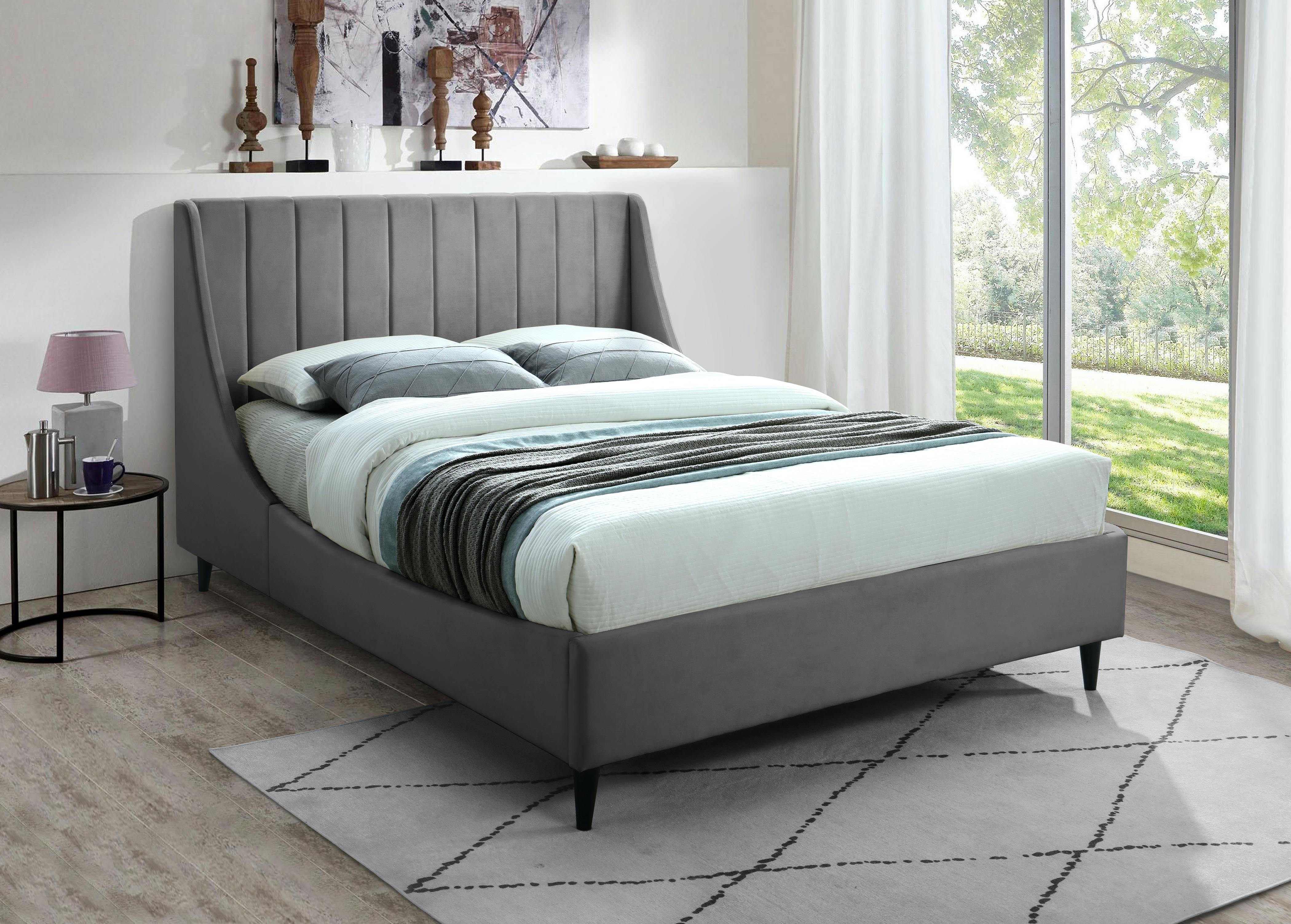 Eva Grey Velvet Queen Bed - Luxury Home Furniture (MI)