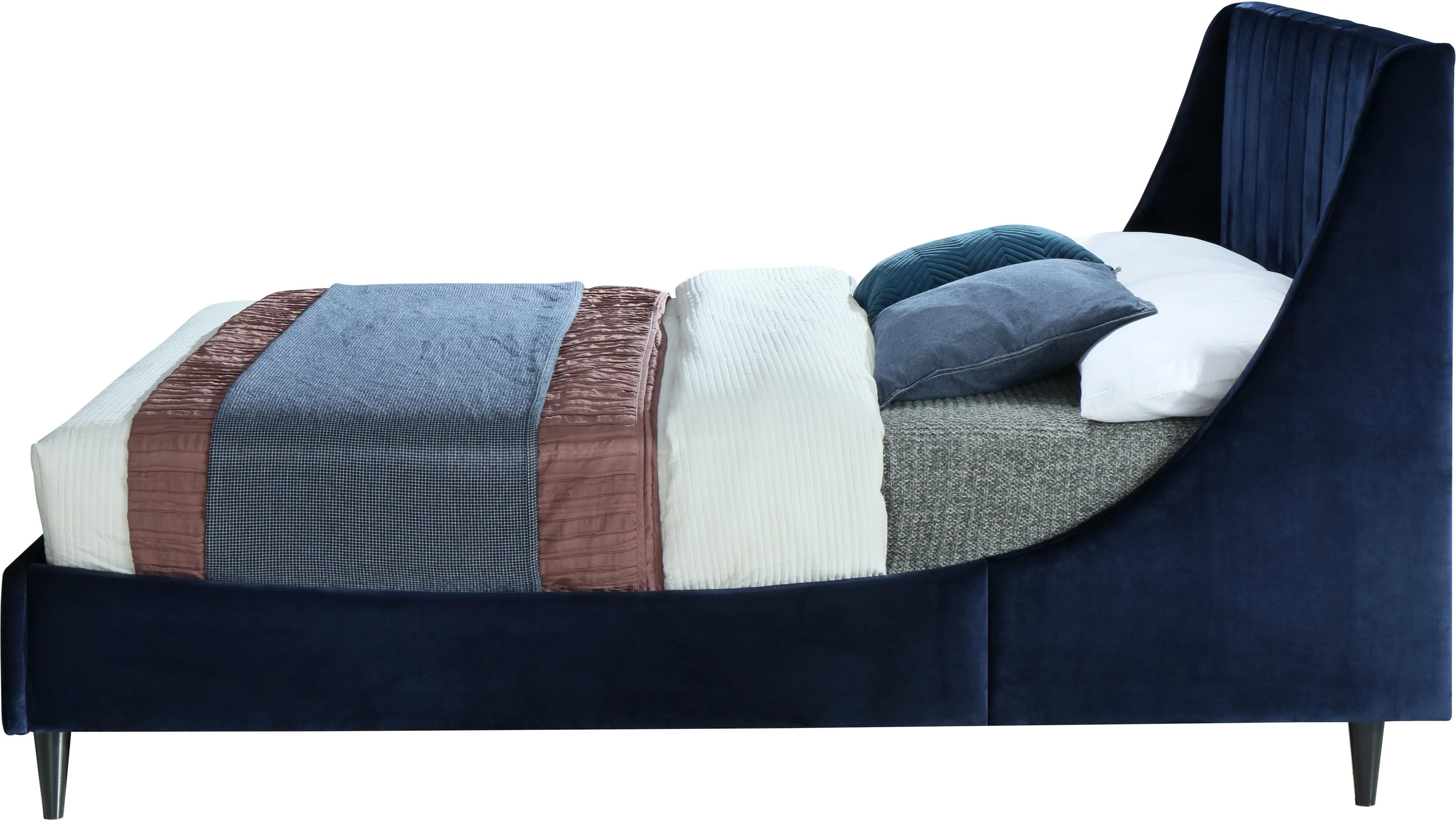 Eva Navy Velvet Full Bed - Luxury Home Furniture (MI)