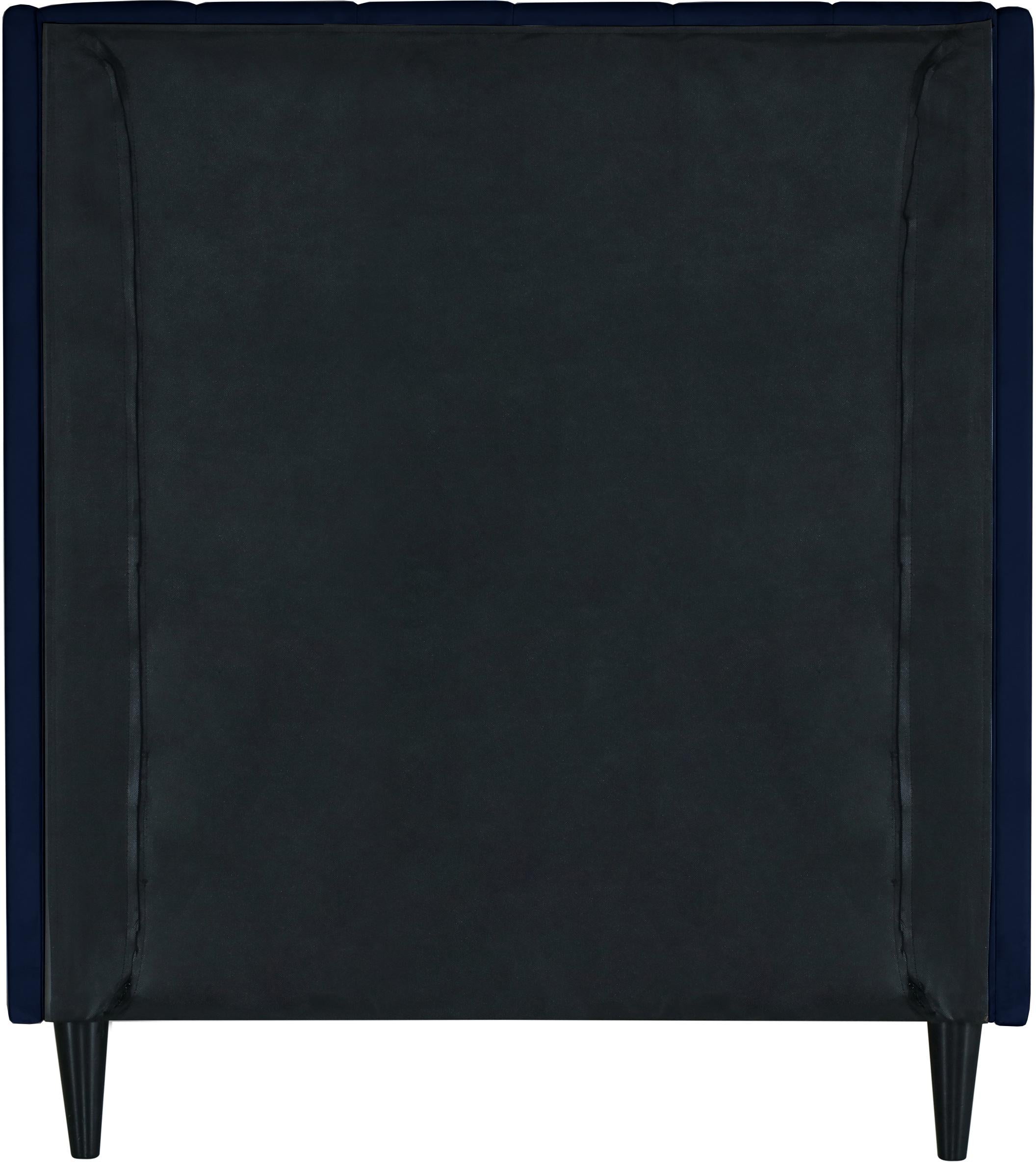 Eva Navy Velvet Twin Bed - Luxury Home Furniture (MI)