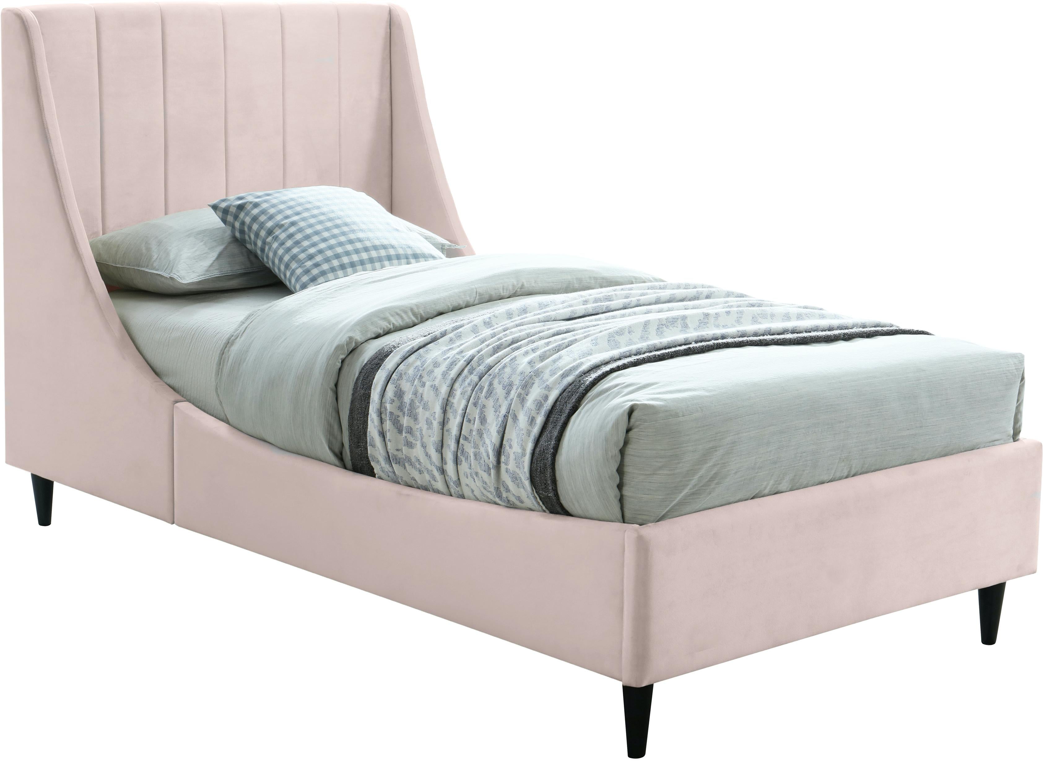 Eva Pink Velvet Twin Bed - Luxury Home Furniture (MI)