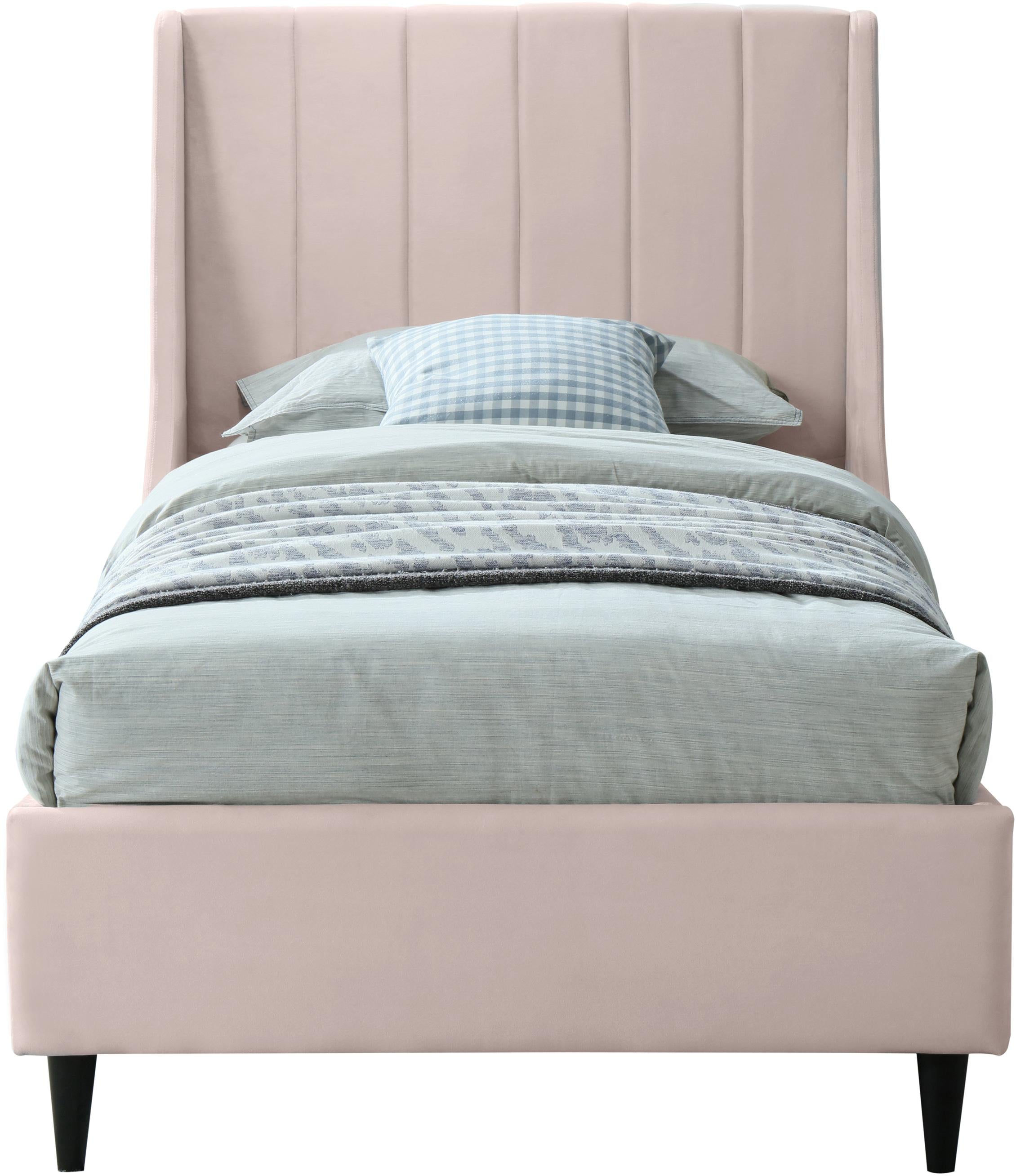 Eva Pink Velvet Twin Bed - Luxury Home Furniture (MI)