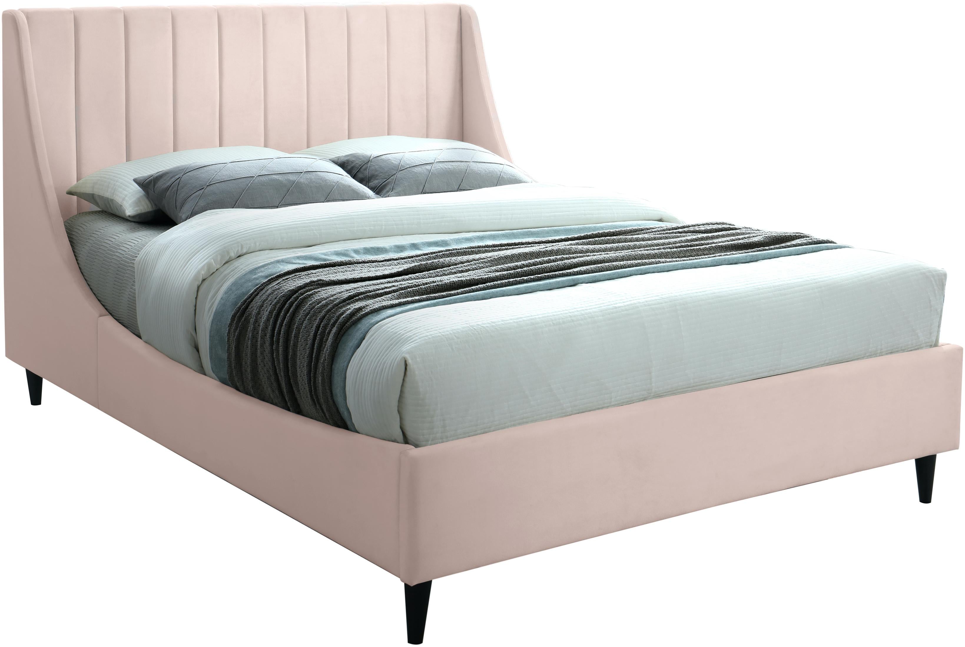 Eva Pink Velvet Queen Bed - Luxury Home Furniture (MI)