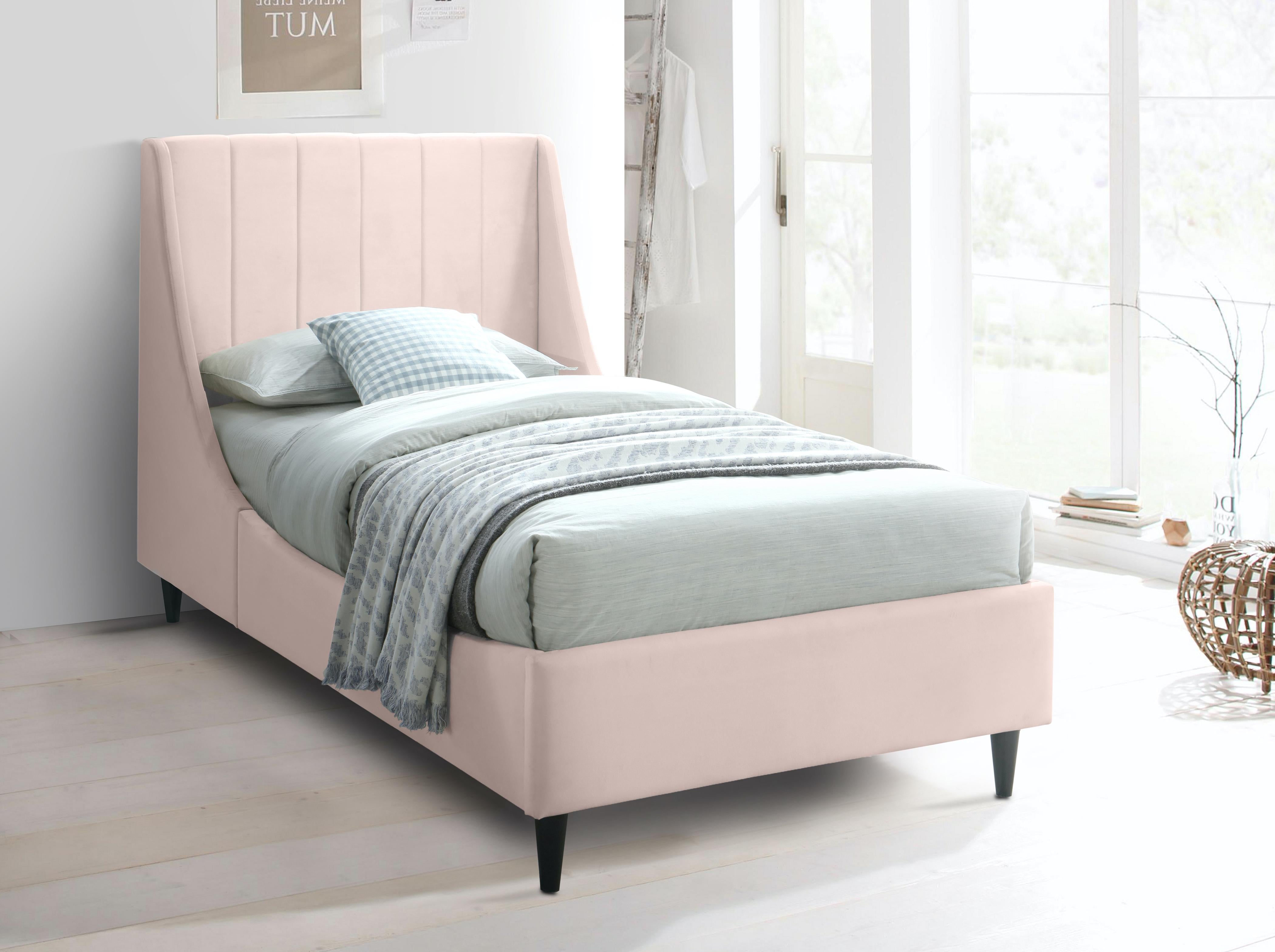 Eva Pink Velvet Twin Bed - Luxury Home Furniture (MI)