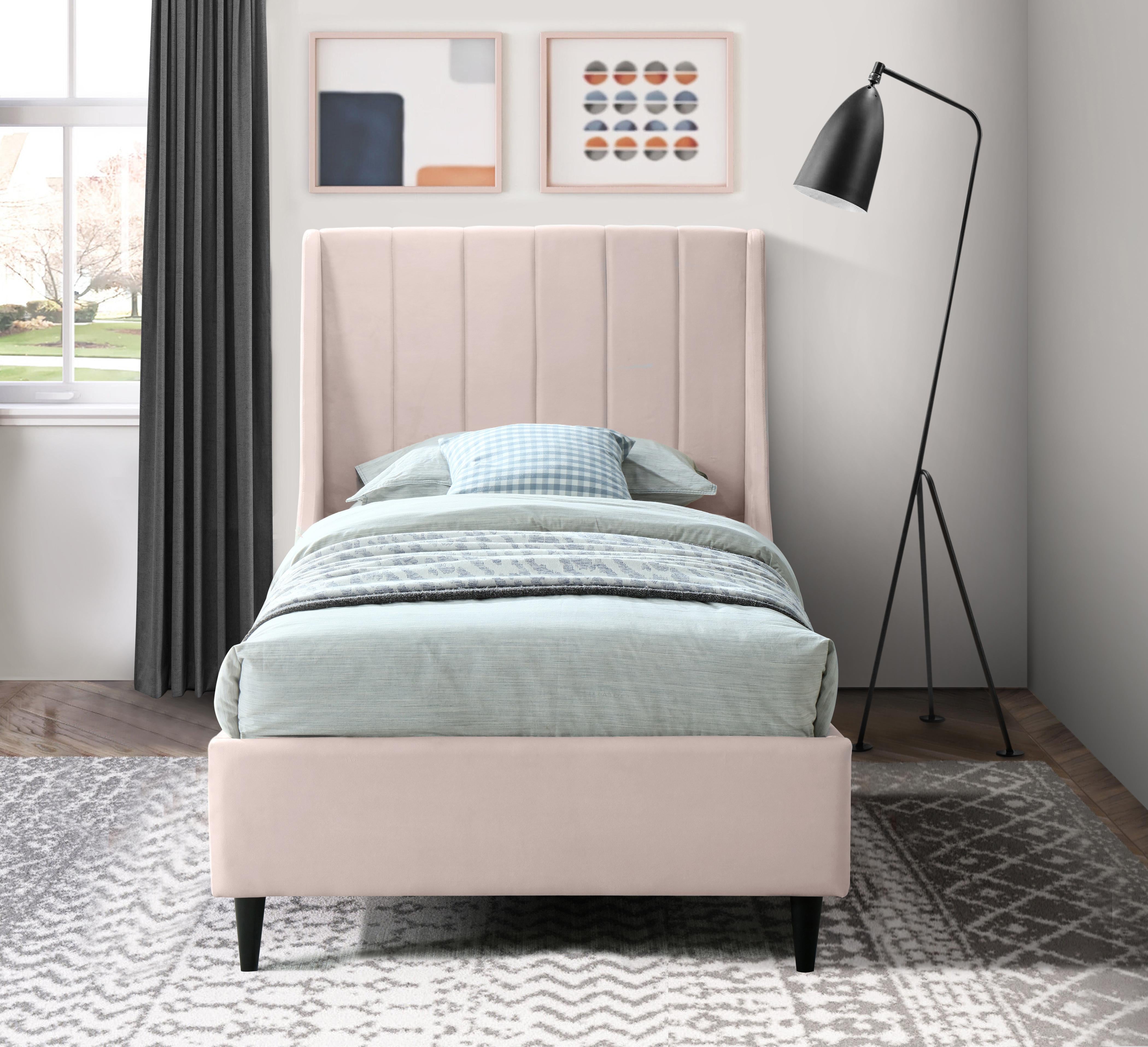 Eva Pink Velvet Twin Bed - Luxury Home Furniture (MI)
