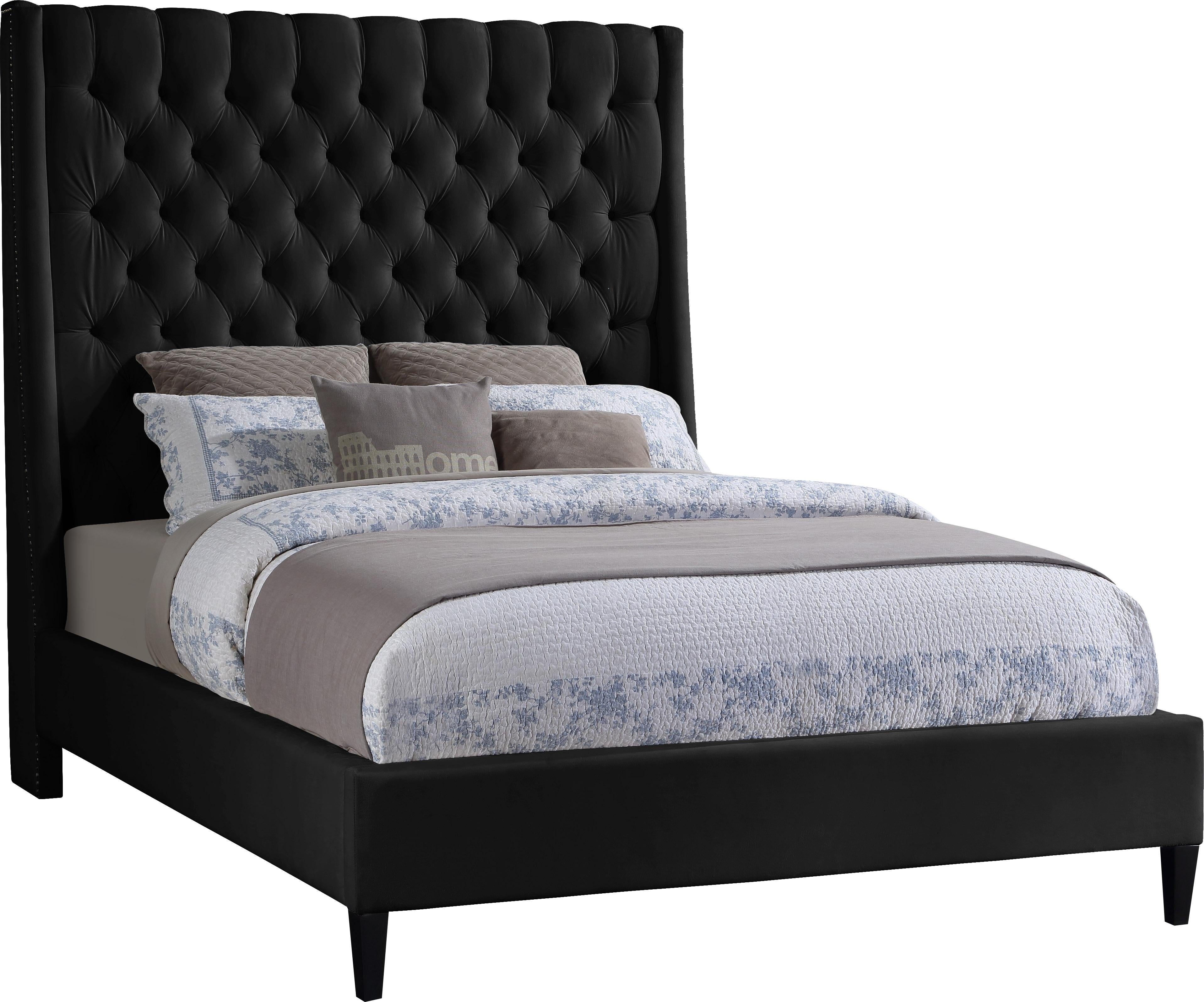 Fritz Black Velvet Full Bed - Luxury Home Furniture (MI)