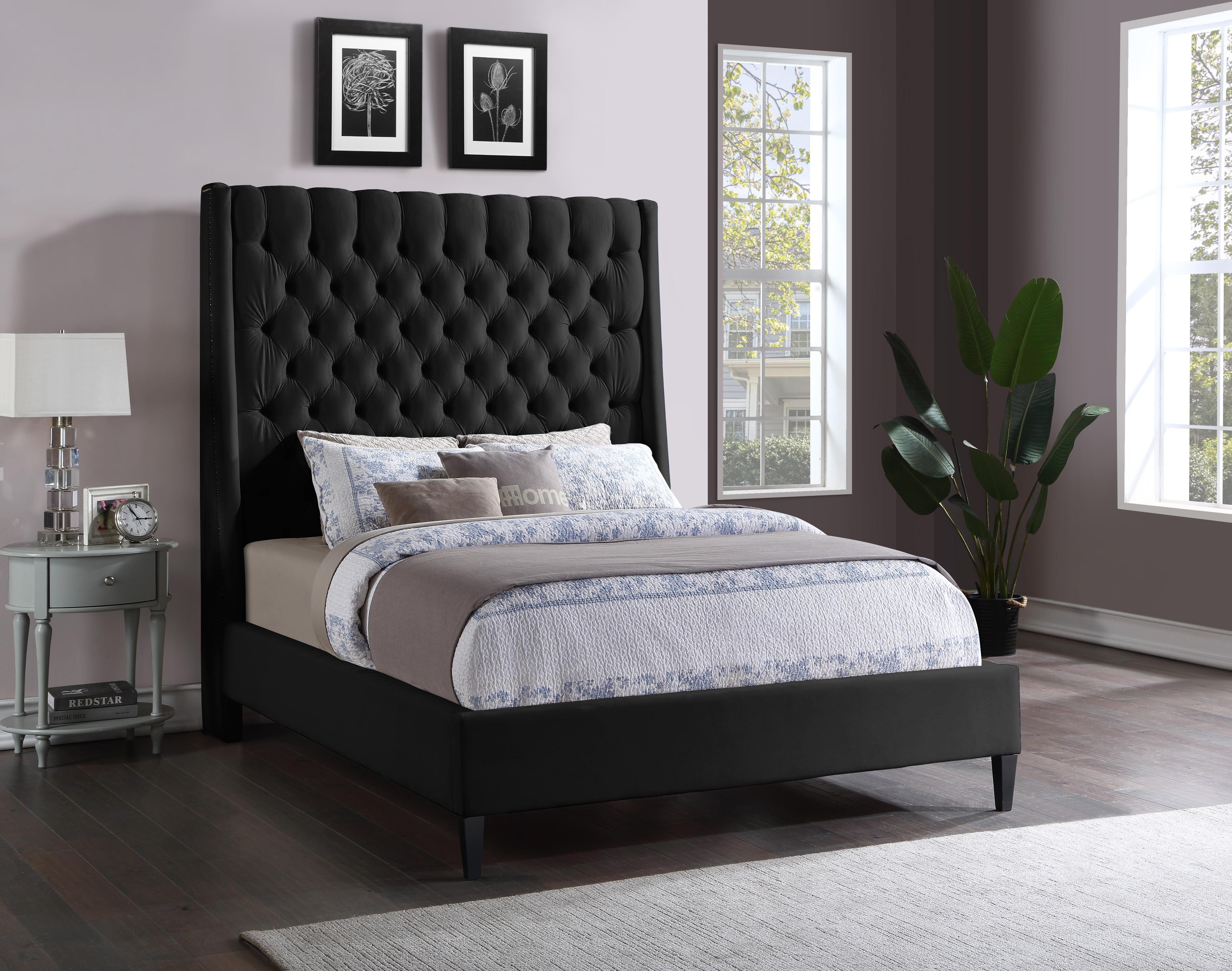 Fritz Black Velvet Full Bed - Luxury Home Furniture (MI)
