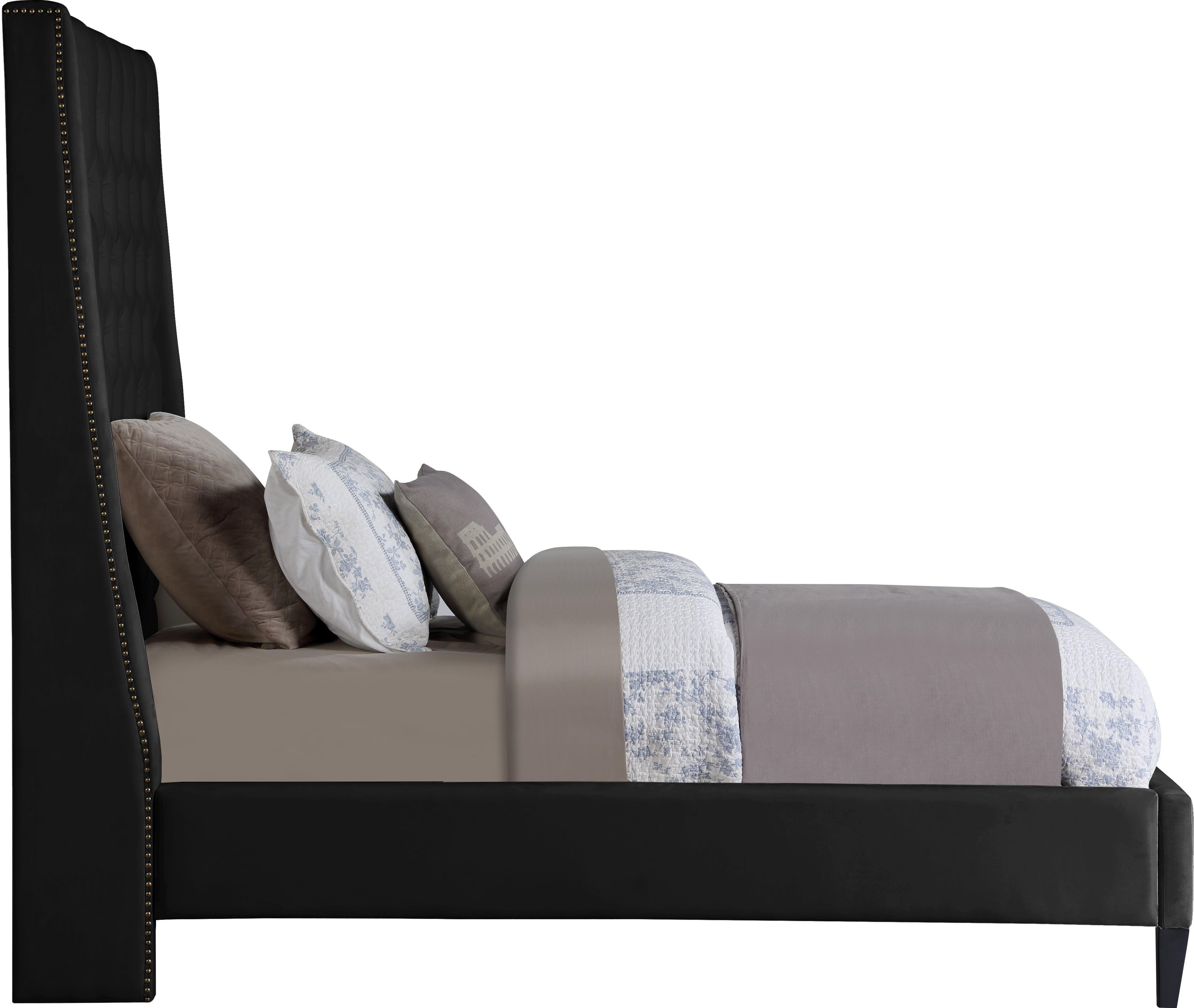 Fritz Black Velvet Twin Bed - Luxury Home Furniture (MI)