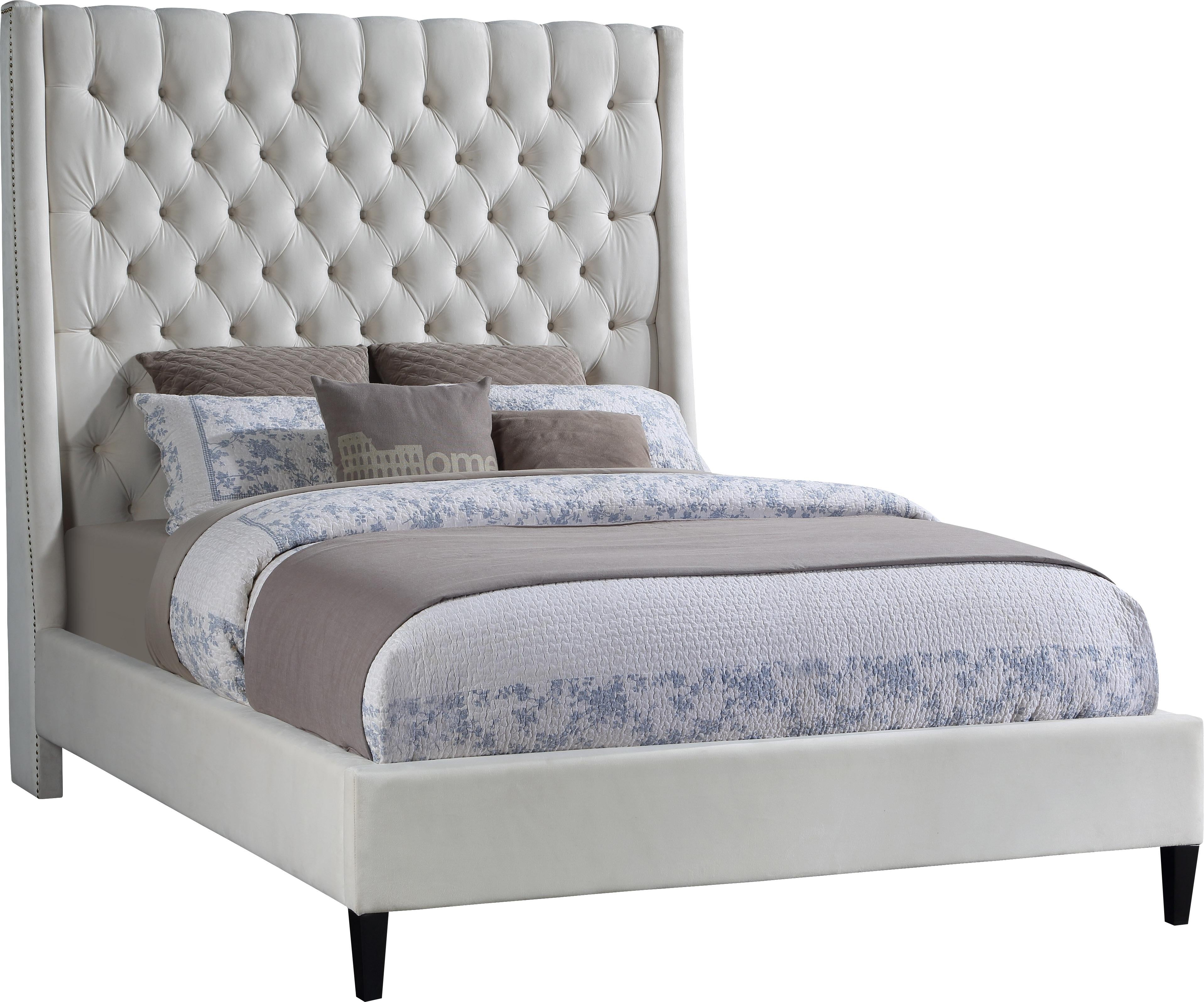 Fritz Cream Velvet Full Bed - Luxury Home Furniture (MI)