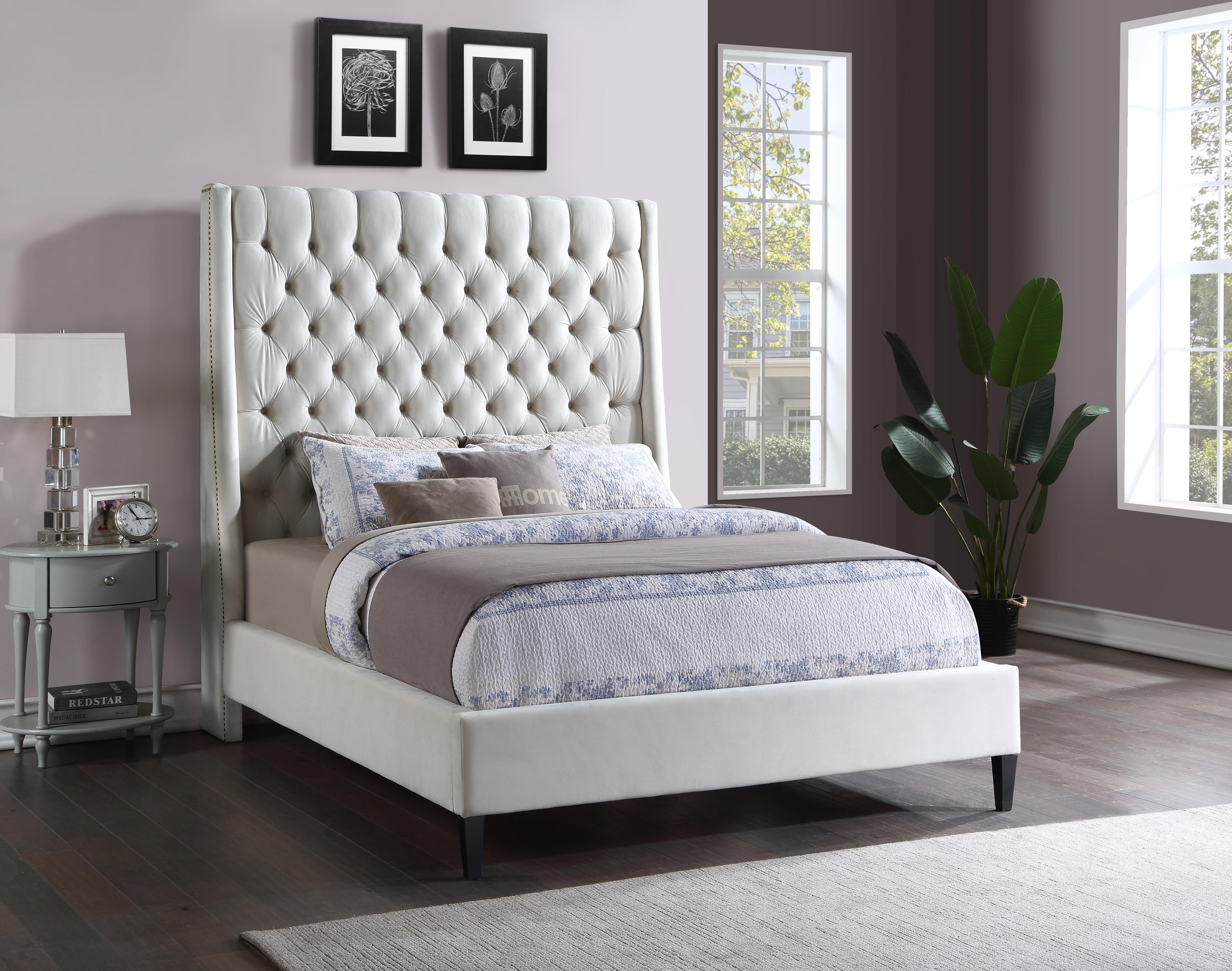 Fritz Cream Velvet Full Bed - Luxury Home Furniture (MI)