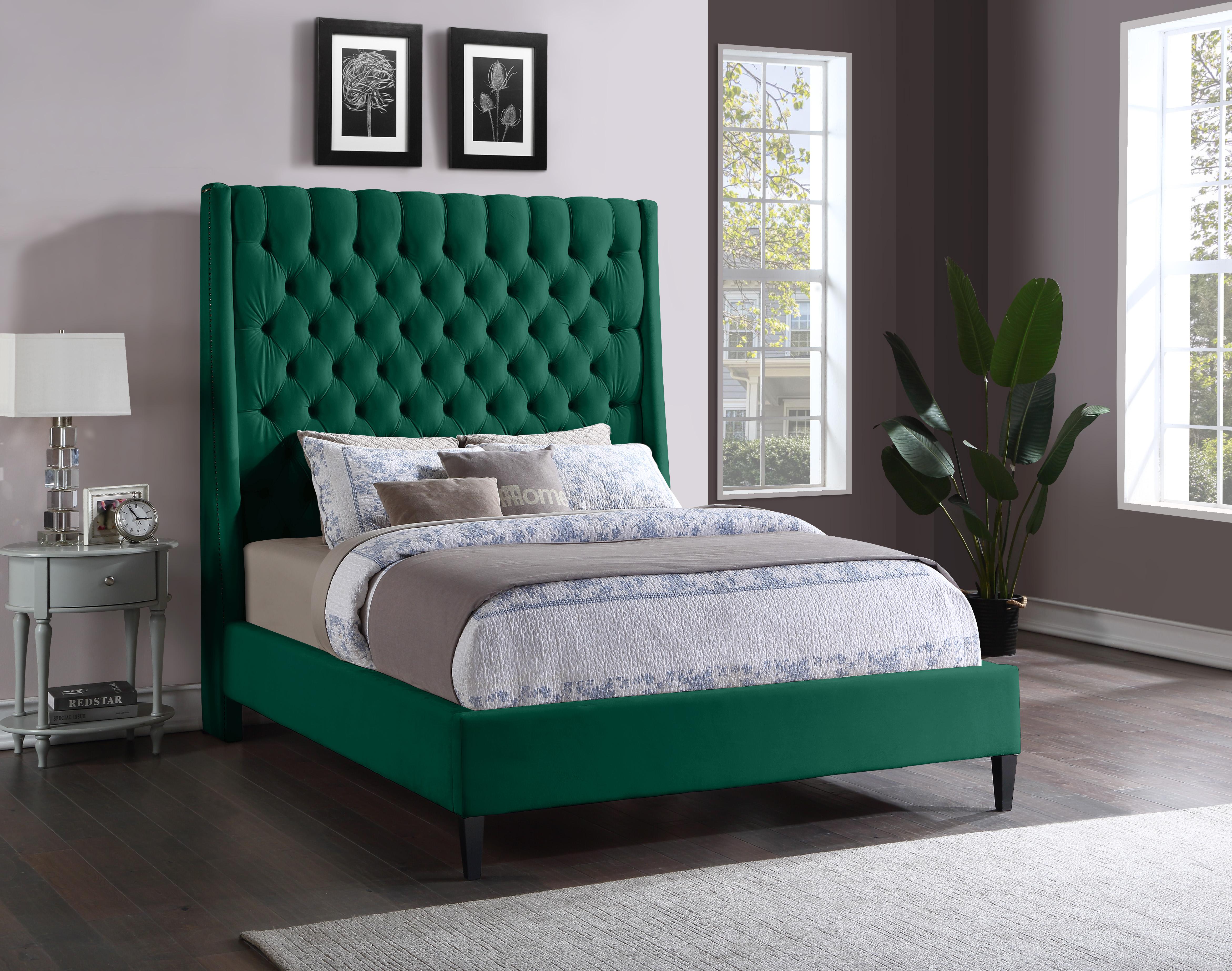 Fritz Green Velvet Full Bed - Luxury Home Furniture (MI)