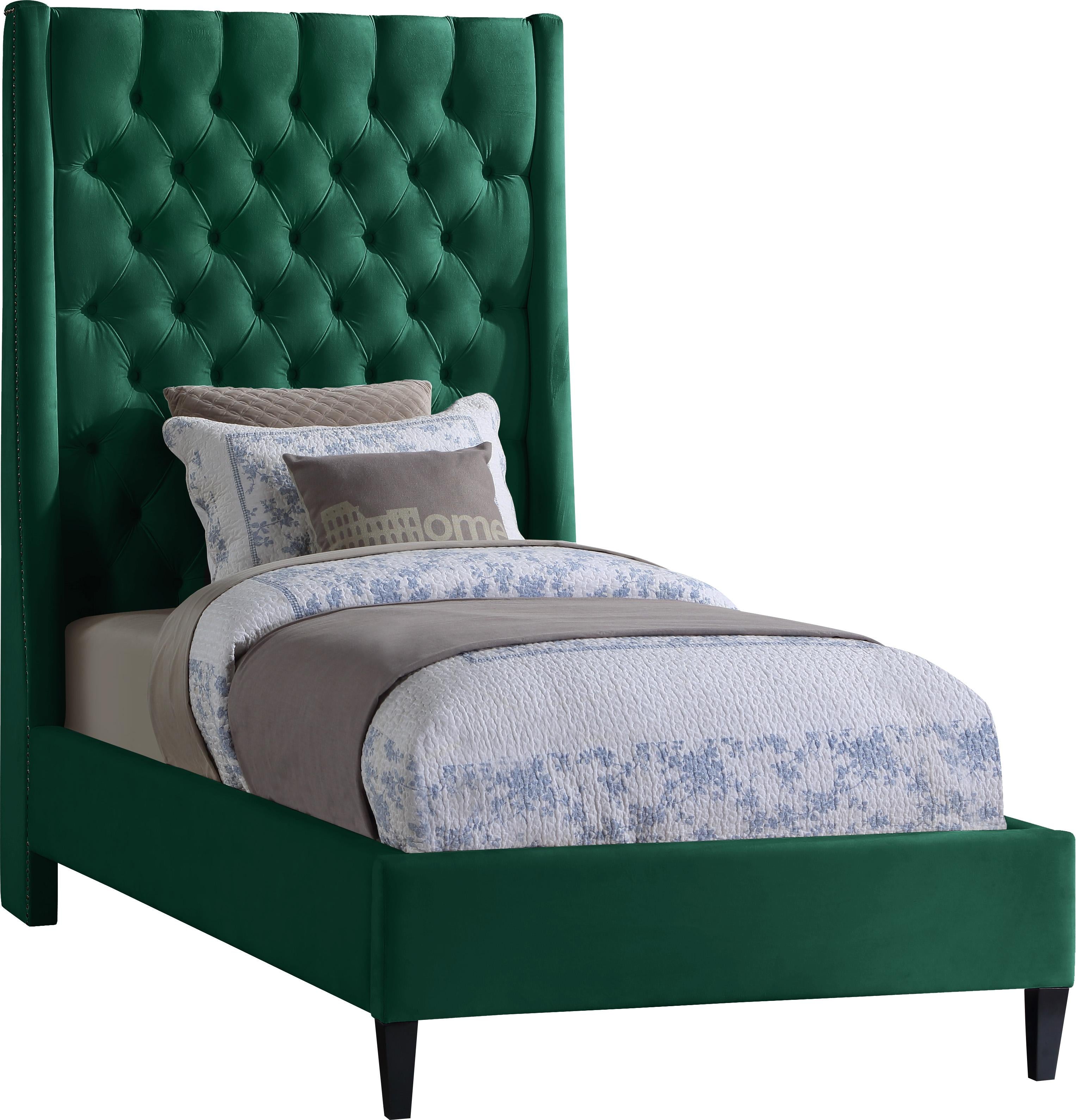 Fritz Green Velvet Twin Bed - Luxury Home Furniture (MI)