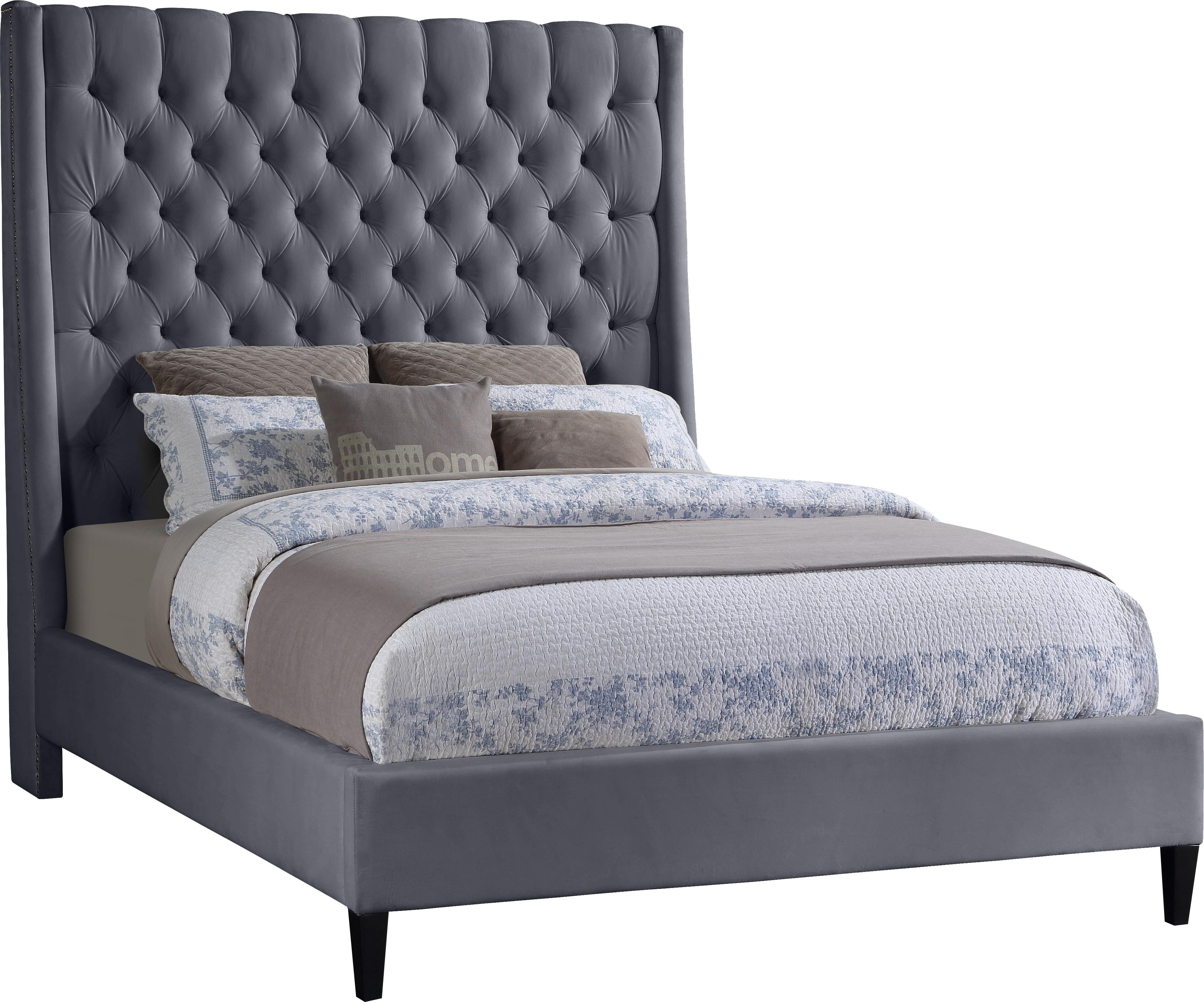 Fritz Grey Velvet Full Bed - Luxury Home Furniture (MI)