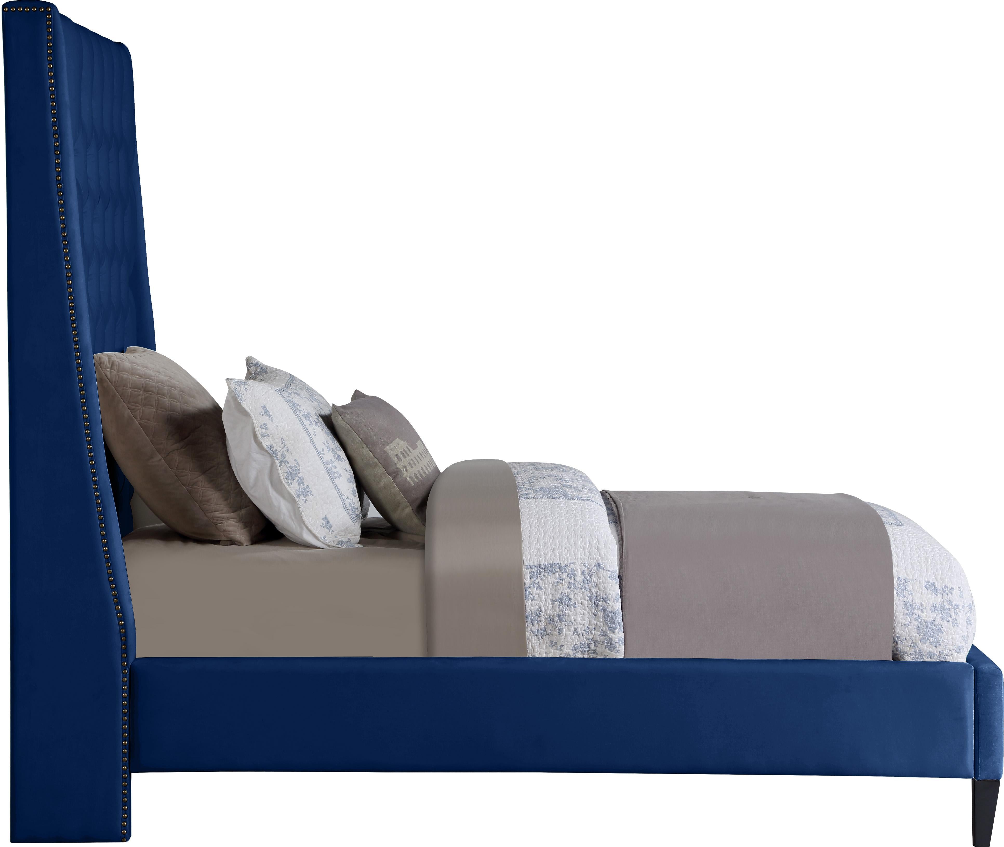 Fritz Navy Velvet Twin Bed - Luxury Home Furniture (MI)
