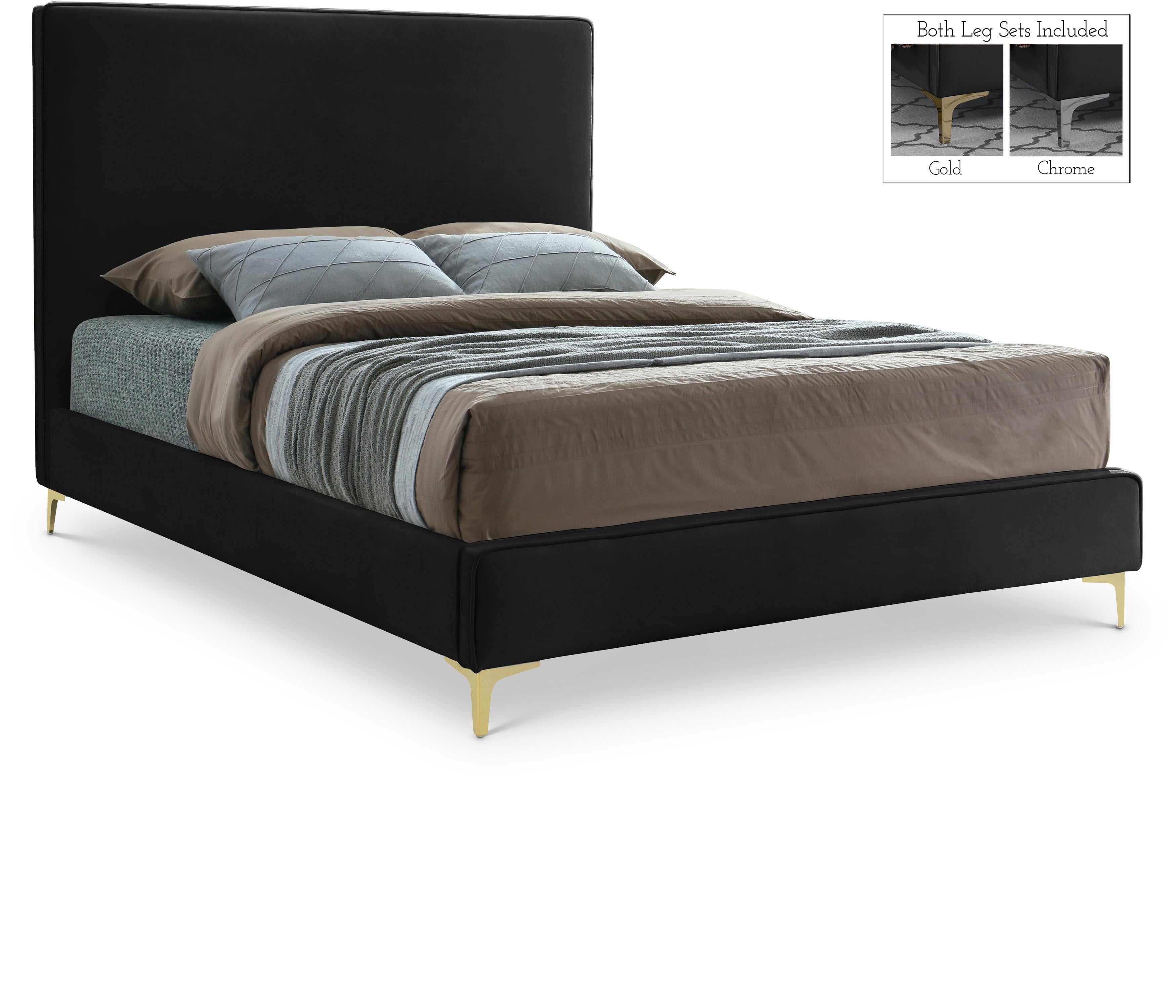Geri Black Velvet Full Bed - Luxury Home Furniture (MI)